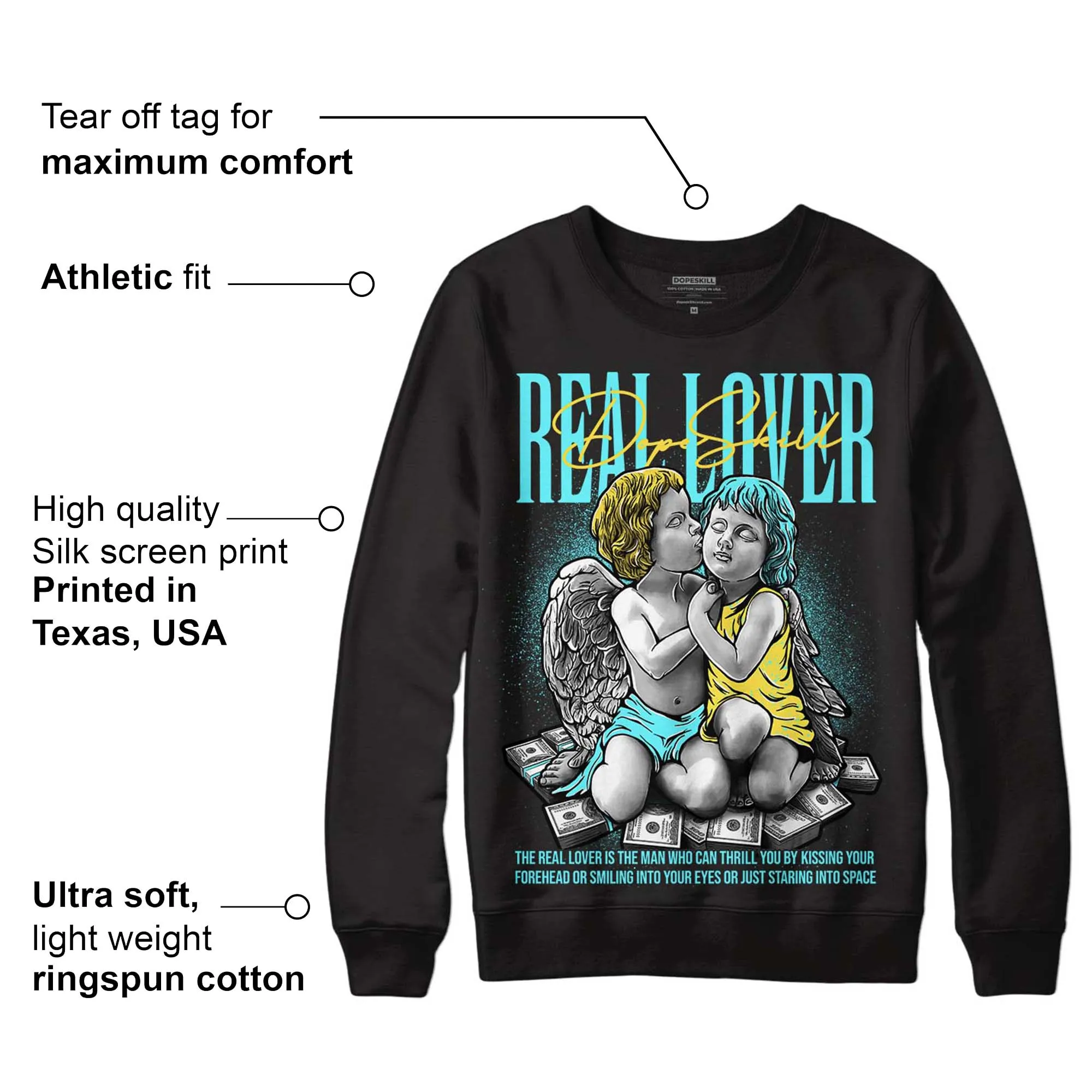 Aqua 5s DopeSkill Sweatshirt Real Lover Graphic sold by DopeSkill product image thumbnail 3