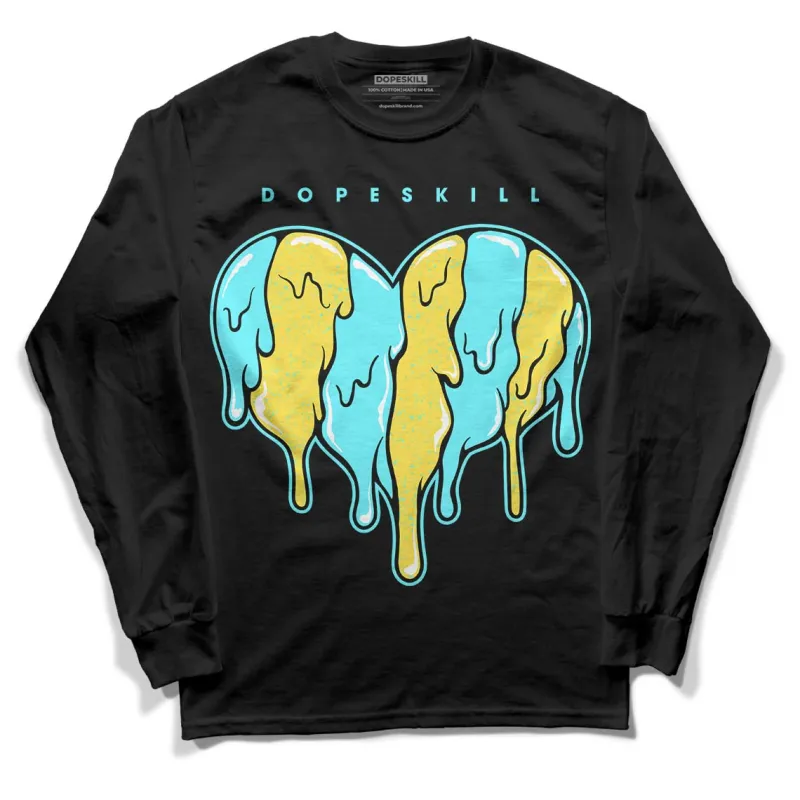 Aqua 5s DopeSkill Long Sleeve T-Shirt Slime Drip Heart Graphic sold by DopeSkill