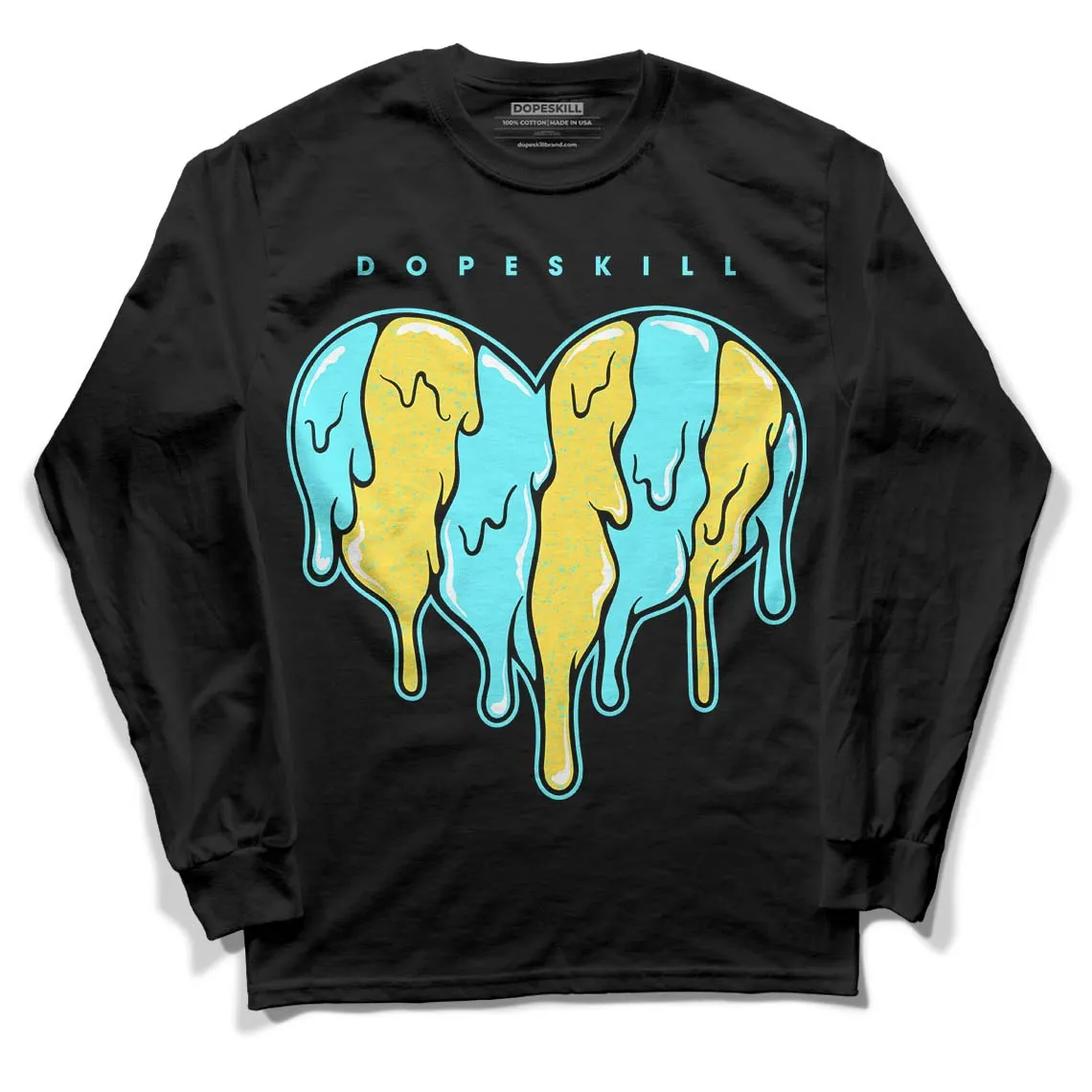 Aqua 5s DopeSkill Long Sleeve T-Shirt Slime Drip Heart Graphic sold by DopeSkill