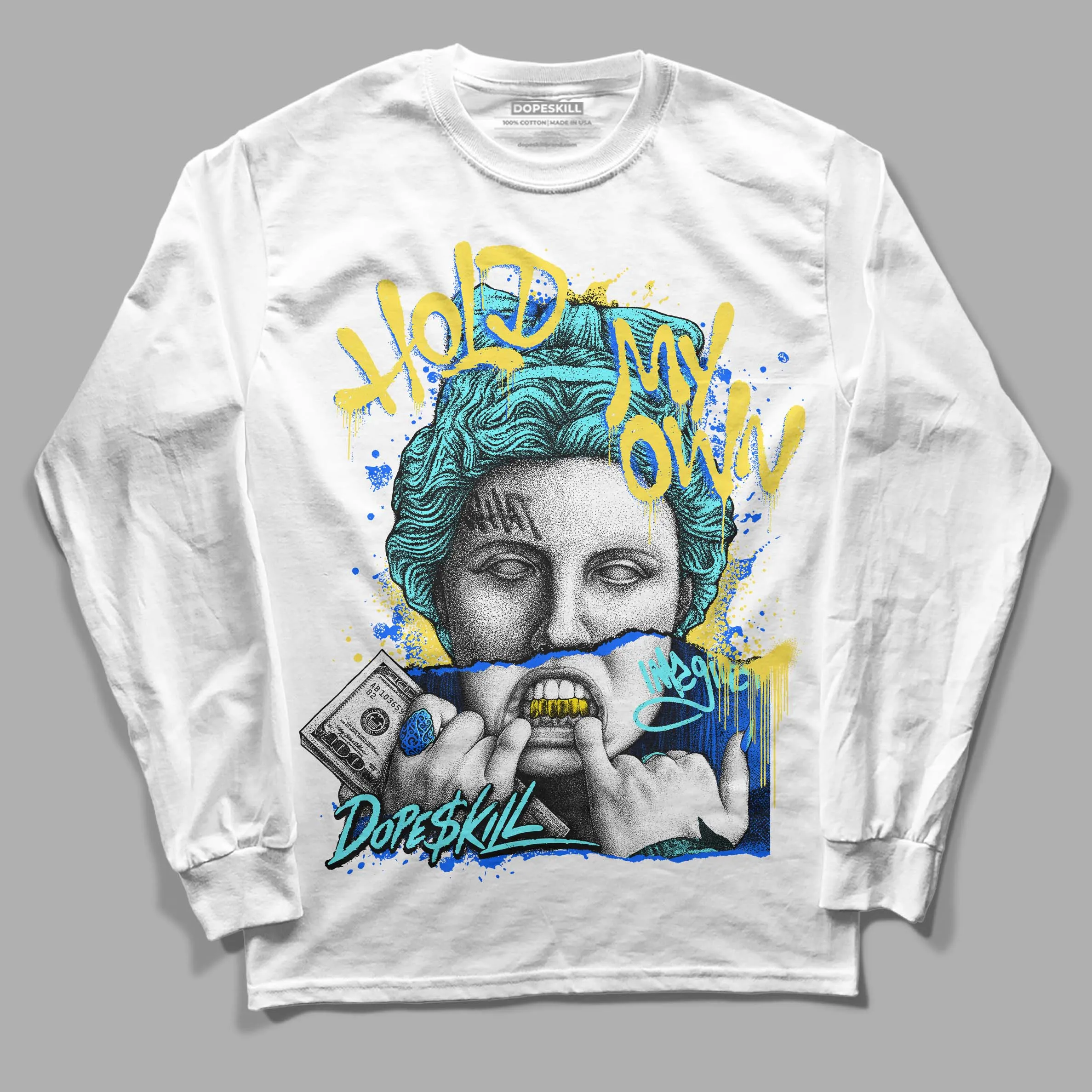 Aqua 5s DopeSkill Long Sleeve T-Shirt Hold My Own Graphic sold by DopeSkill product image thumbnail 2