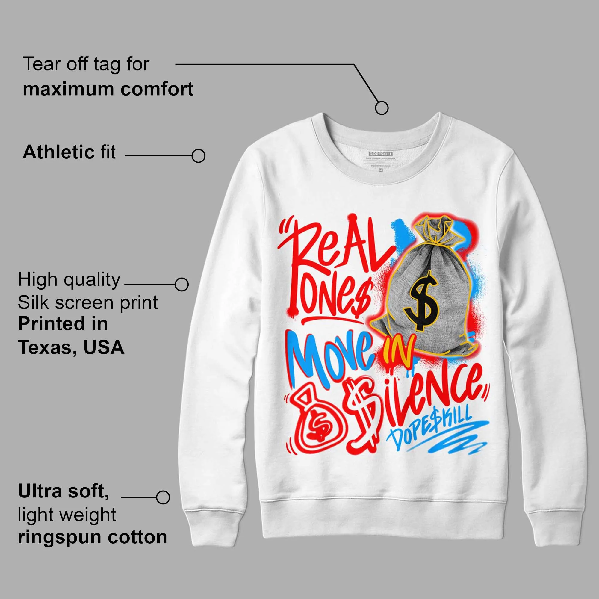 Fruity Pebbles Dunks DopeSkill Sweatshirt Real Ones Move In Silence Graphic sold by DopeSkill product image thumbnail 3