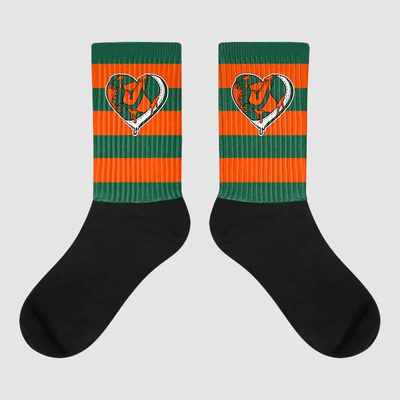 Dunk Low Team Dark Green Orange Sublimated Socks Horizontal Stripes Graphic sold by DopeSkill