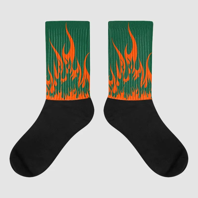Dunk Low Team Dark Green Orange Sublimated Socks FIRE Graphic sold by DopeSkill
