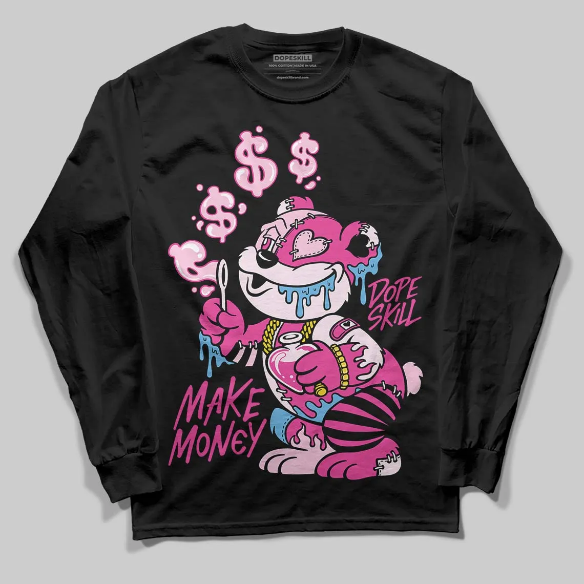 Pink Collection DopeSkill Long Sleeve T-Shirt Make Money Graphic sold by DopeSkill product image thumbnail 2