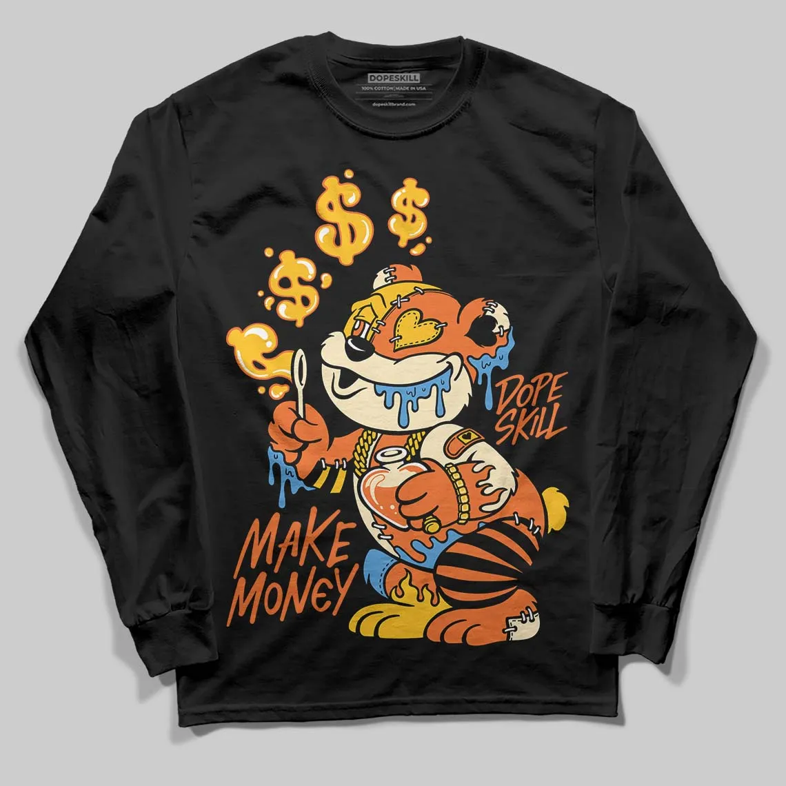 Orange Black White DopeSkill Long Sleeve T-Shirt Make Money Graphic sold by DopeSkill product image thumbnail 2
