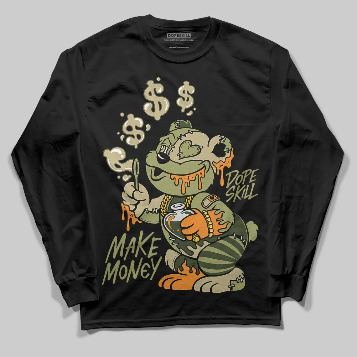 Olive Collection DopeSkill Long Sleeve T-Shirt Make Money Graphic sold by DopeSkill product image thumbnail 2