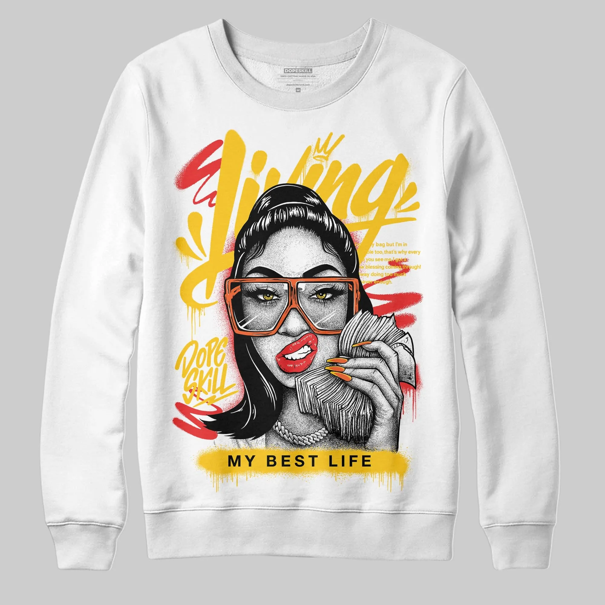Yellow Collection DopeSkill Sweatshirt Living My Best Life Graphic sold by DopeSkill product image thumbnail 2