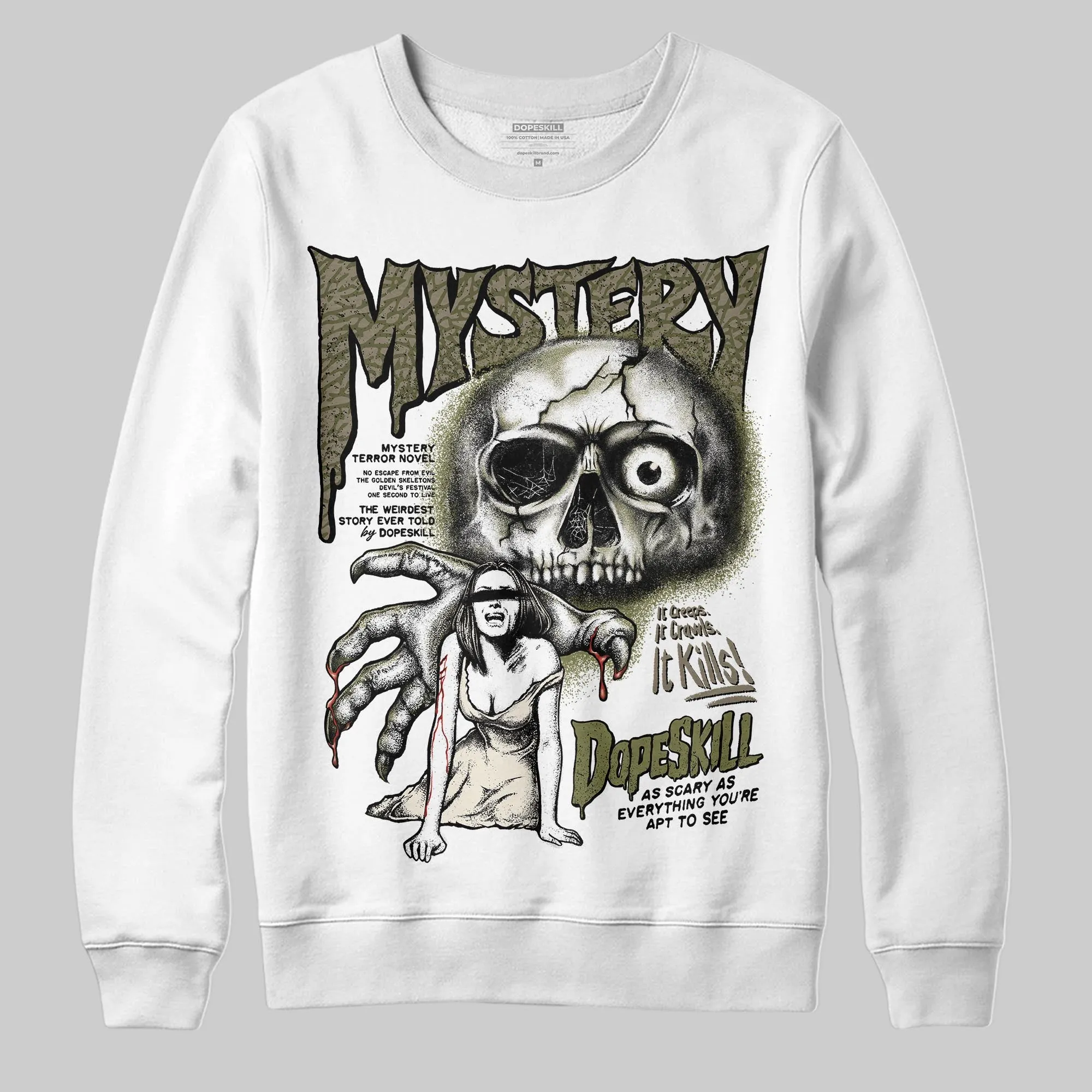 Medium Olive 3s DopeSkill Sweatshirt Mystery Ghostly Grasp Graphic sold by DopeSkill product image thumbnail 2