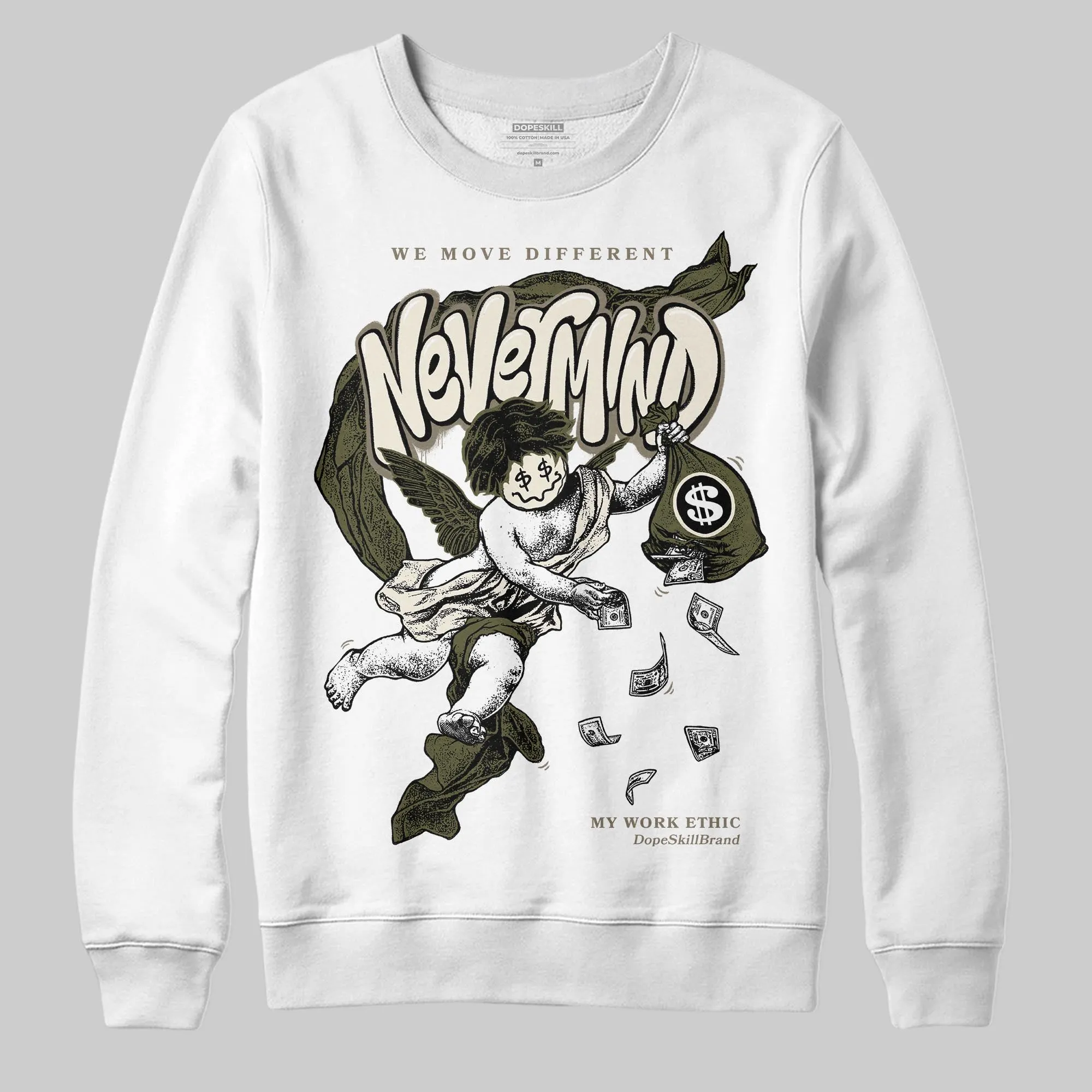 Medium Olive 3s DopeSkill Sweatshirt Nevermind Graphic sold by DopeSkill product image thumbnail 2