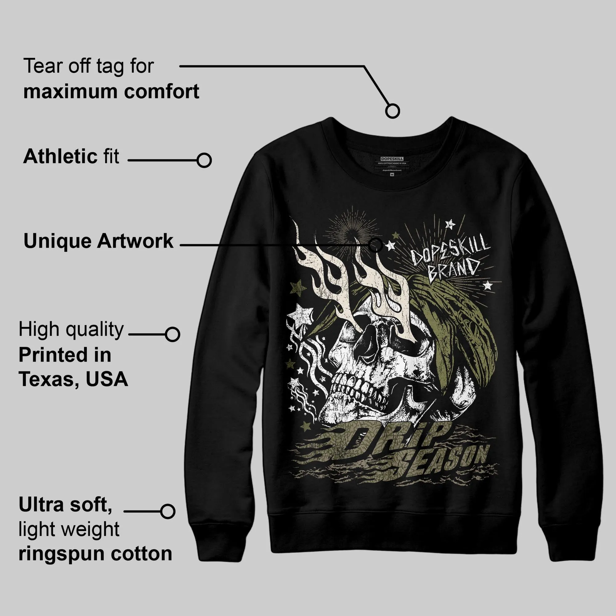 Medium Olive 3s DopeSkill Sweatshirt Drip Season Graphic sold by DopeSkill product image thumbnail 3