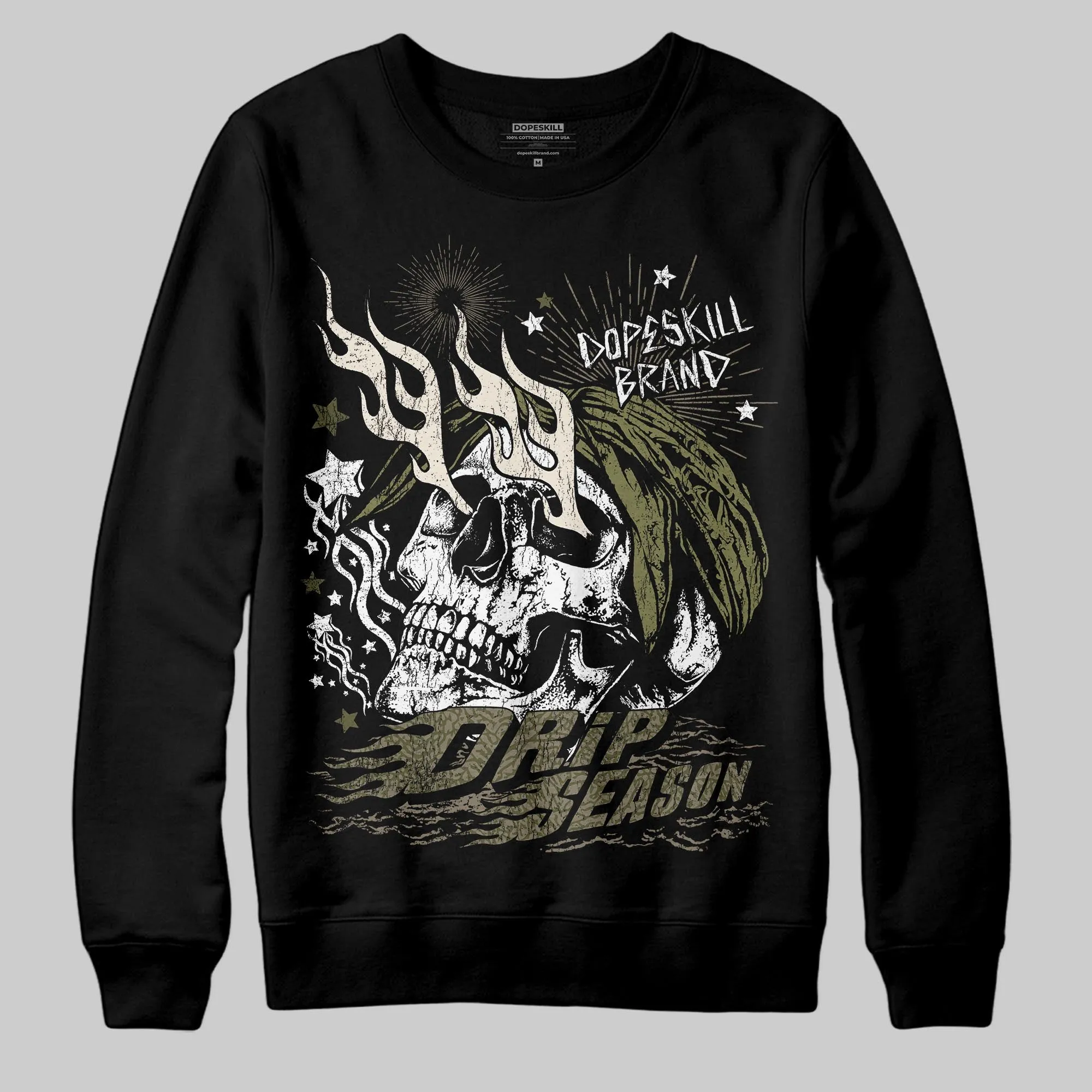 Medium Olive 3s DopeSkill Sweatshirt Drip Season Graphic sold by DopeSkill