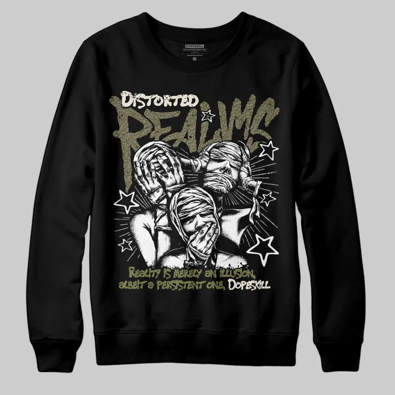 Medium Olive 3s DopeSkill Sweatshirt Distorted Realms Graphic made by DopeSkill