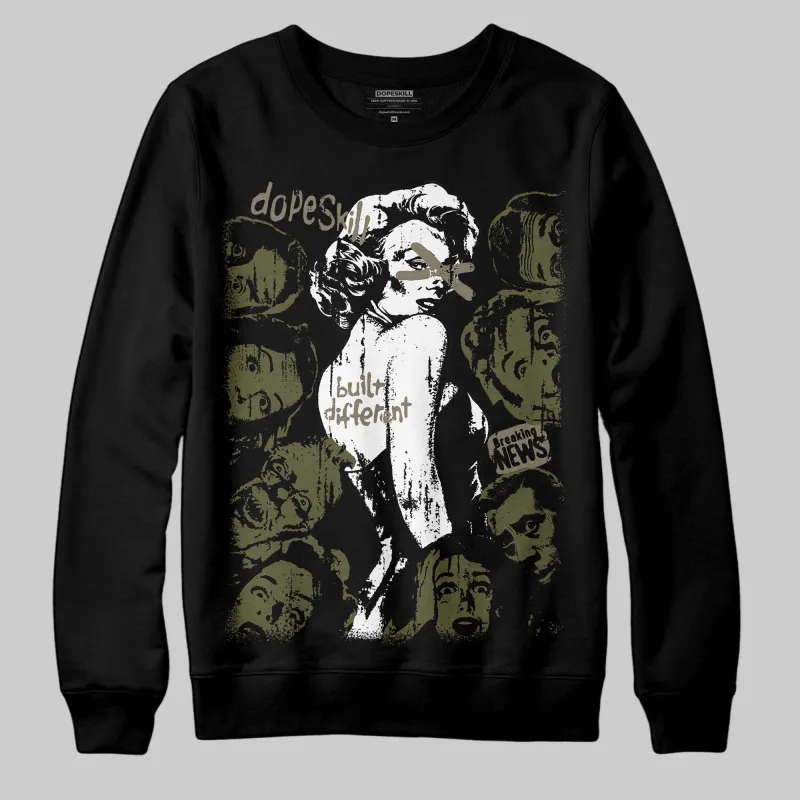 Medium Olive 3s DopeSkill Sweatshirt Built Different Graphic made by DopeSkill
