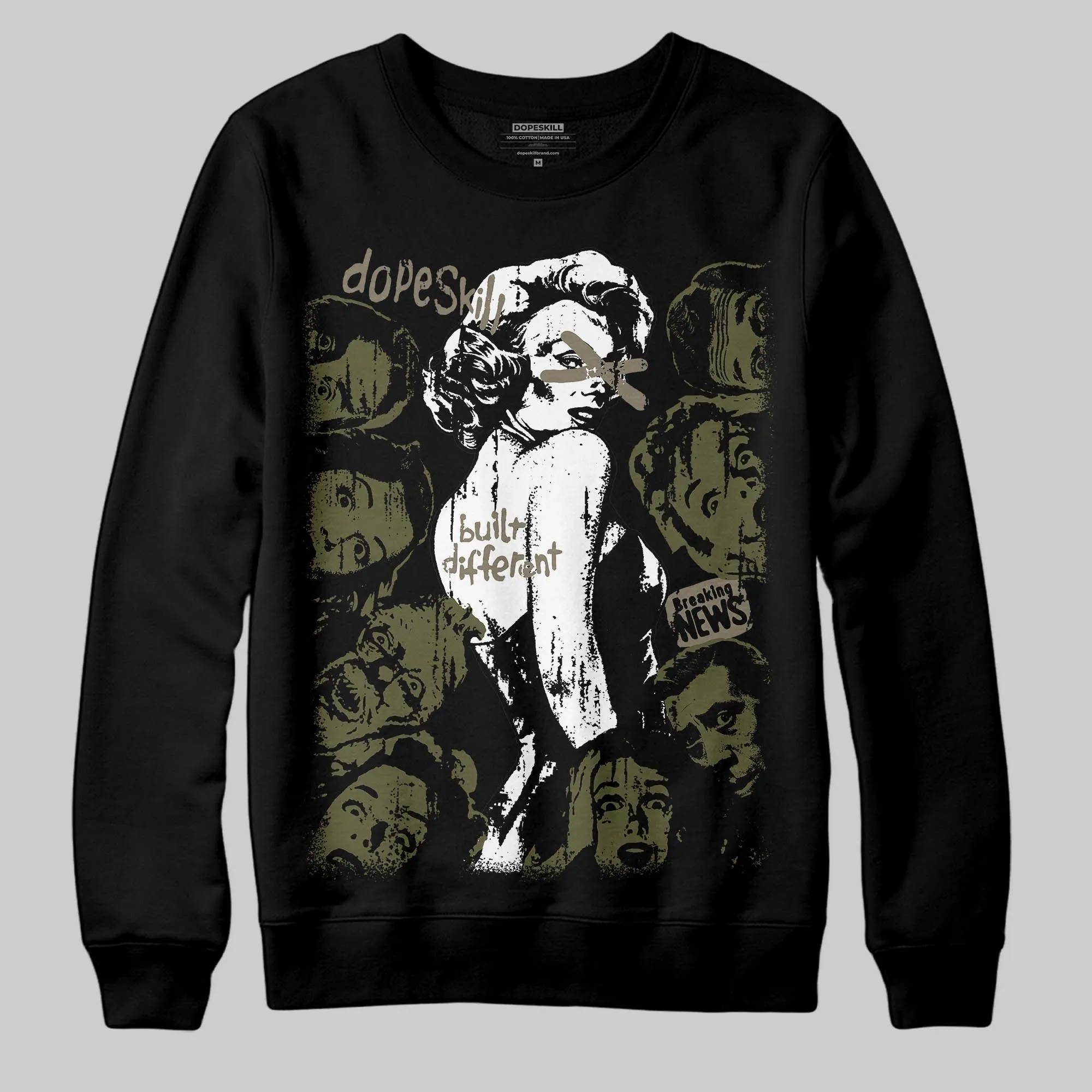 Medium Olive 3s DopeSkill Sweatshirt Built Different Graphic sold by DopeSkill