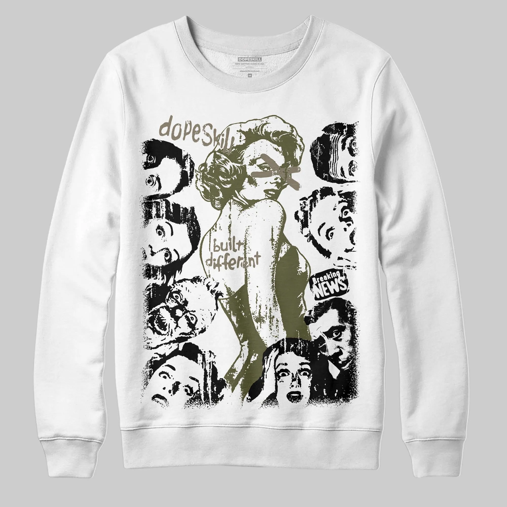 Medium Olive 3s DopeSkill Sweatshirt Built Different Graphic sold by DopeSkill product image thumbnail 2