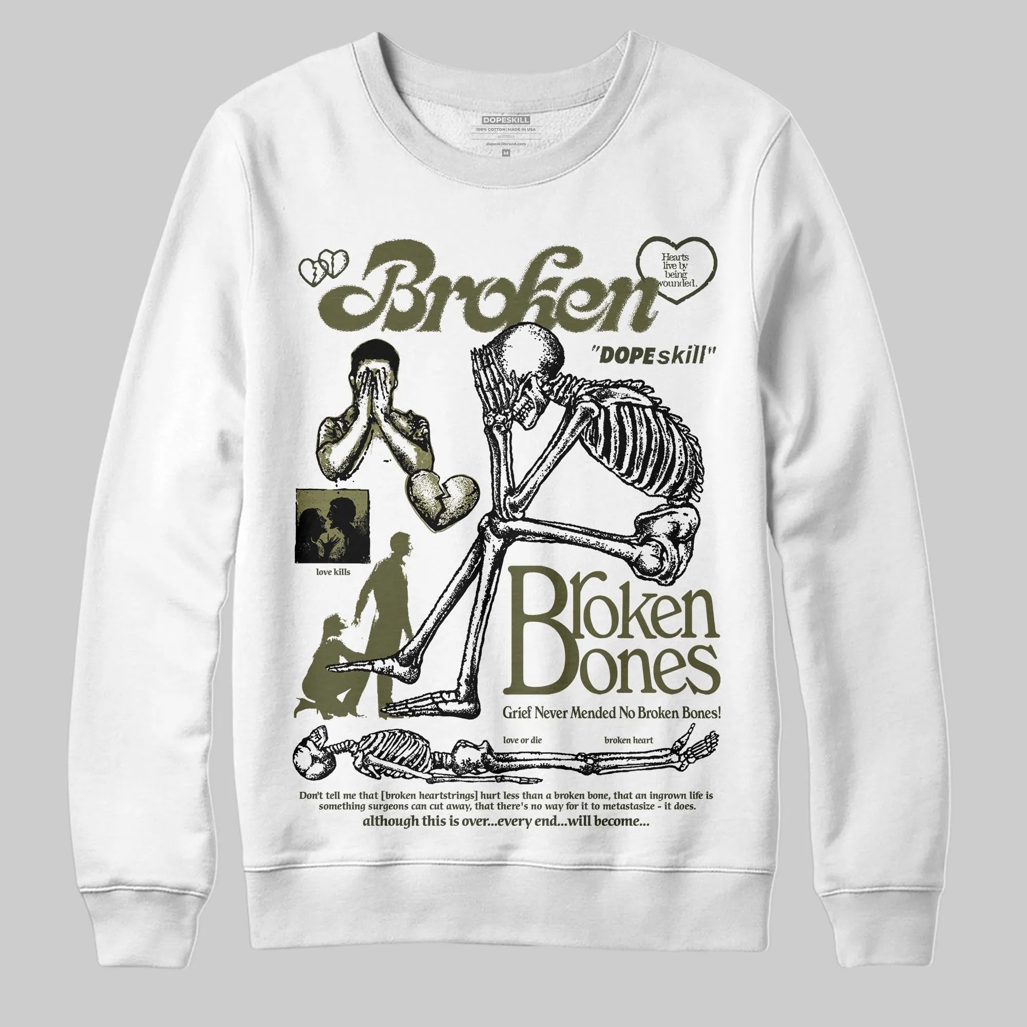 Medium Olive 3s DopeSkill Sweatshirt Broken Bones Graphic sold by DopeSkill product image thumbnail 2