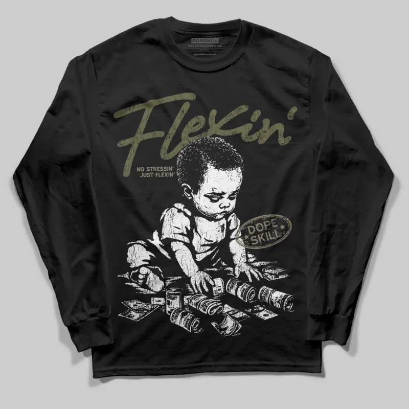 Medium Olive 3s DopeSkill Long Sleeve T-Shirt Flexin' Graphic sold by DopeSkill