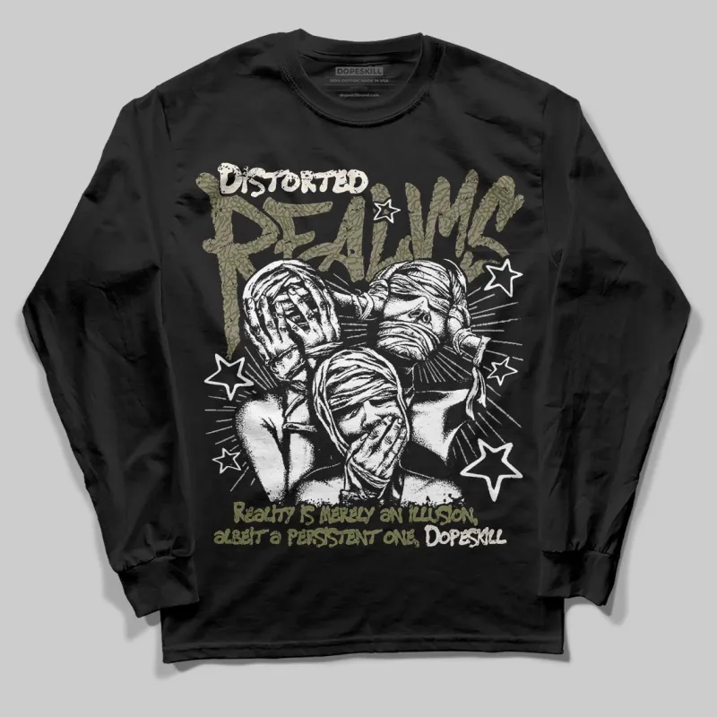 Medium Olive 3s DopeSkill Long Sleeve T-Shirt Distorted Realms Graphic sold by DopeSkill