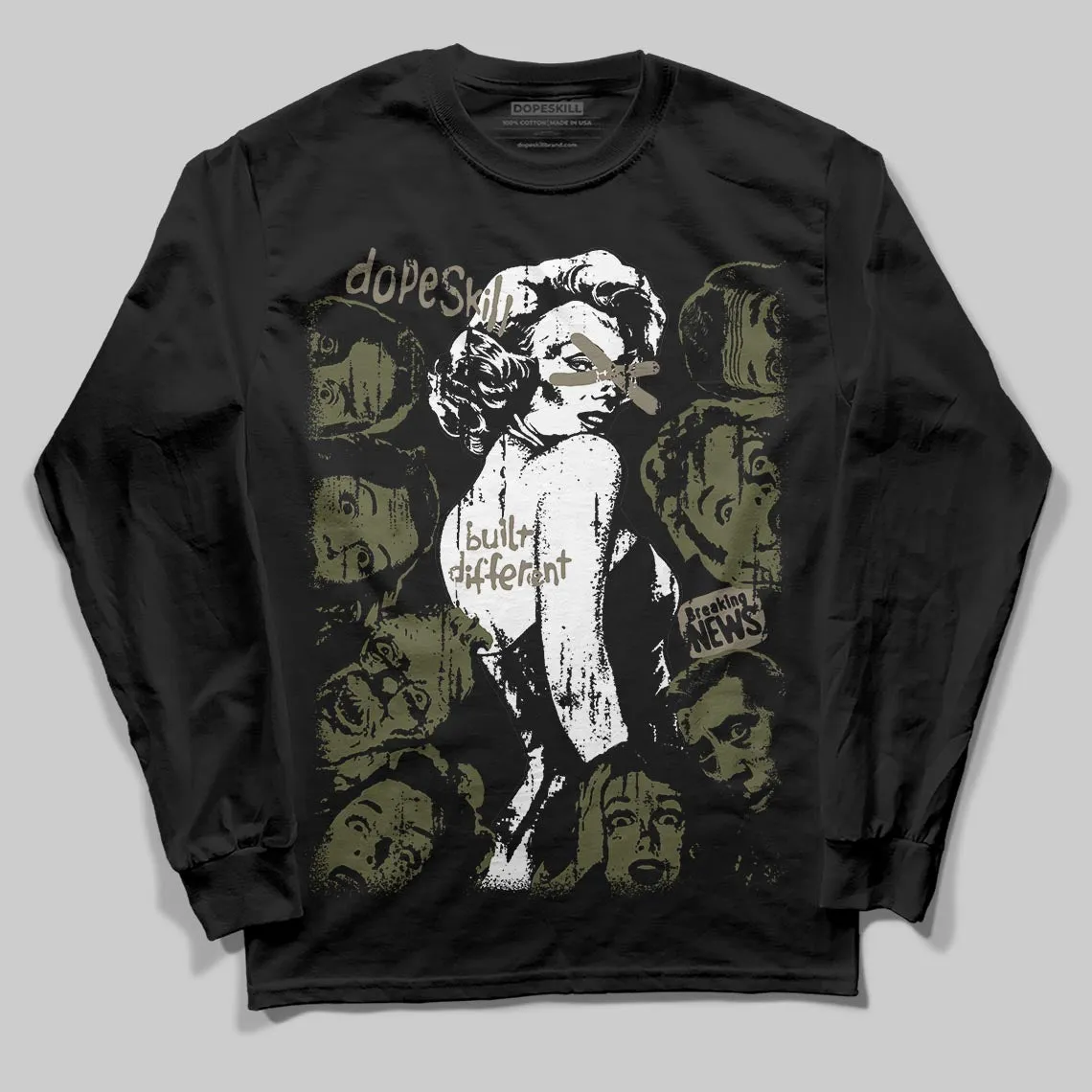 Medium Olive 3s DopeSkill Long Sleeve T-Shirt Built Different Graphic sold by DopeSkill