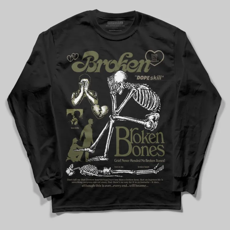 Medium Olive 3s DopeSkill Long Sleeve T-Shirt Broken Bones Graphic sold by DopeSkill