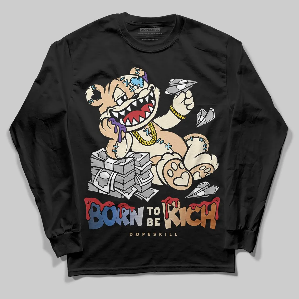 Infinite Archive x 17s DopeSkill Long Sleeve T-Shirt Born To Be Rich Graphic sold by DopeSkill