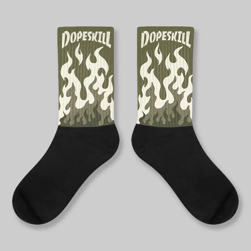 Medium Olive 3s DopeSkill Sublimated Sock FIRE Graphic sold by DopeSkill