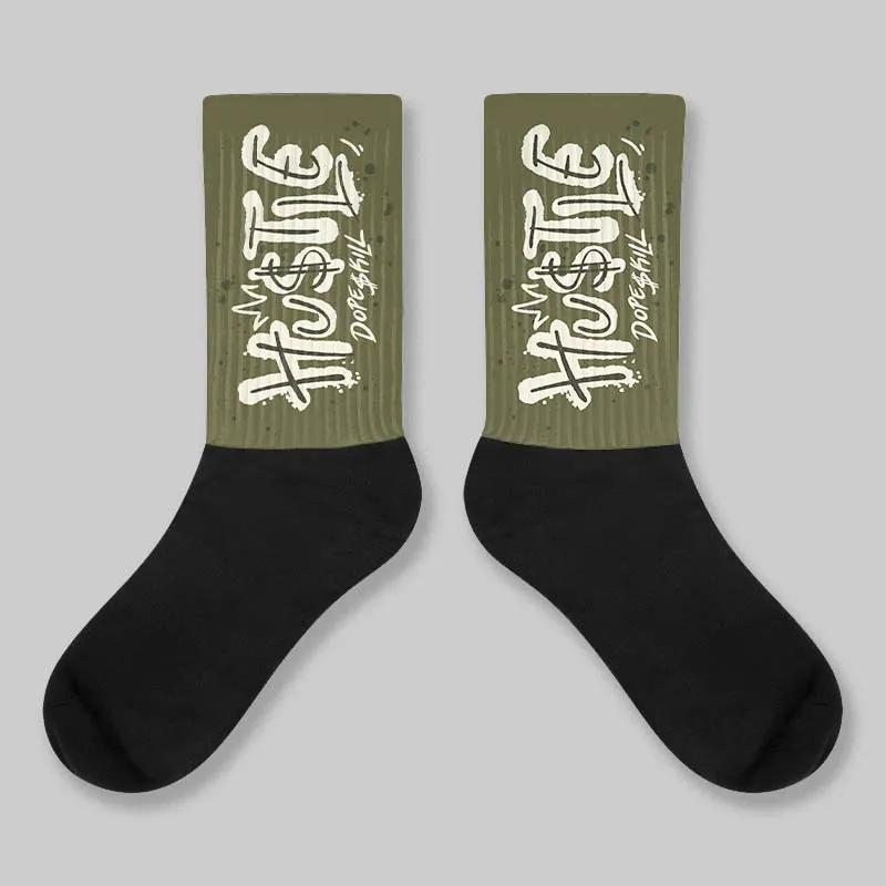 Medium Olive 3s DopeSkill Sublimated Sock Hustle Graphic sold by DopeSkill