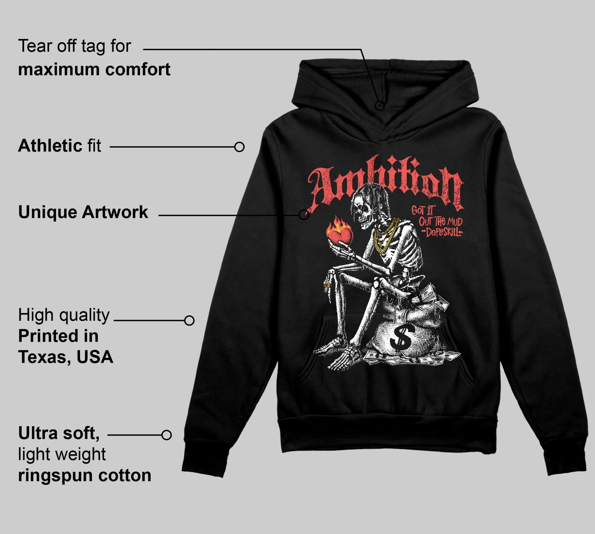 Red Collection DopeSkill Hoodie Sweatshirt Ambition Graphic sold by DopeSkill product image thumbnail 4