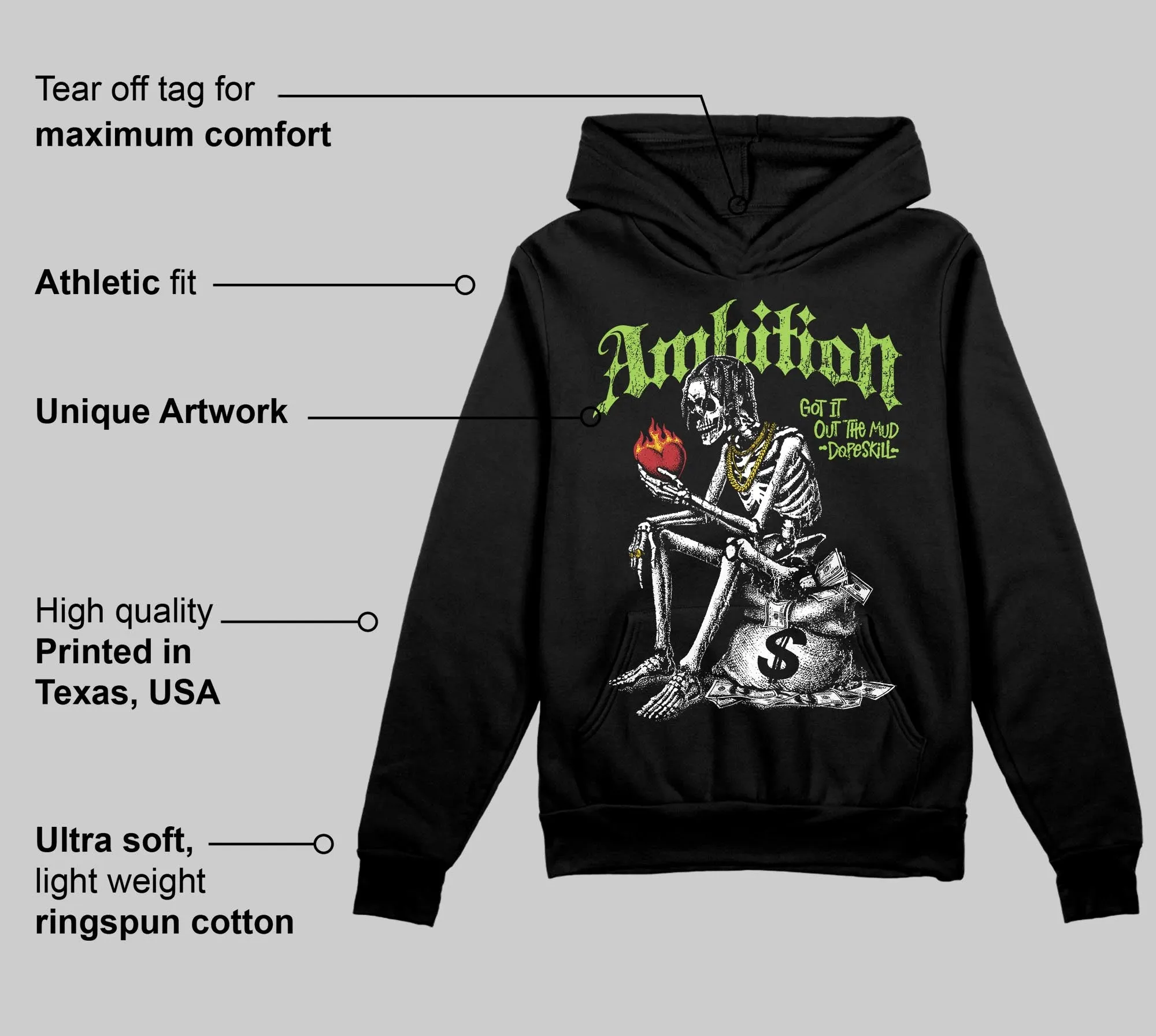 Neon Green Collection DopeSkill Hoodie Sweatshirt Ambition Graphic sold by DopeSkill product image thumbnail 3
