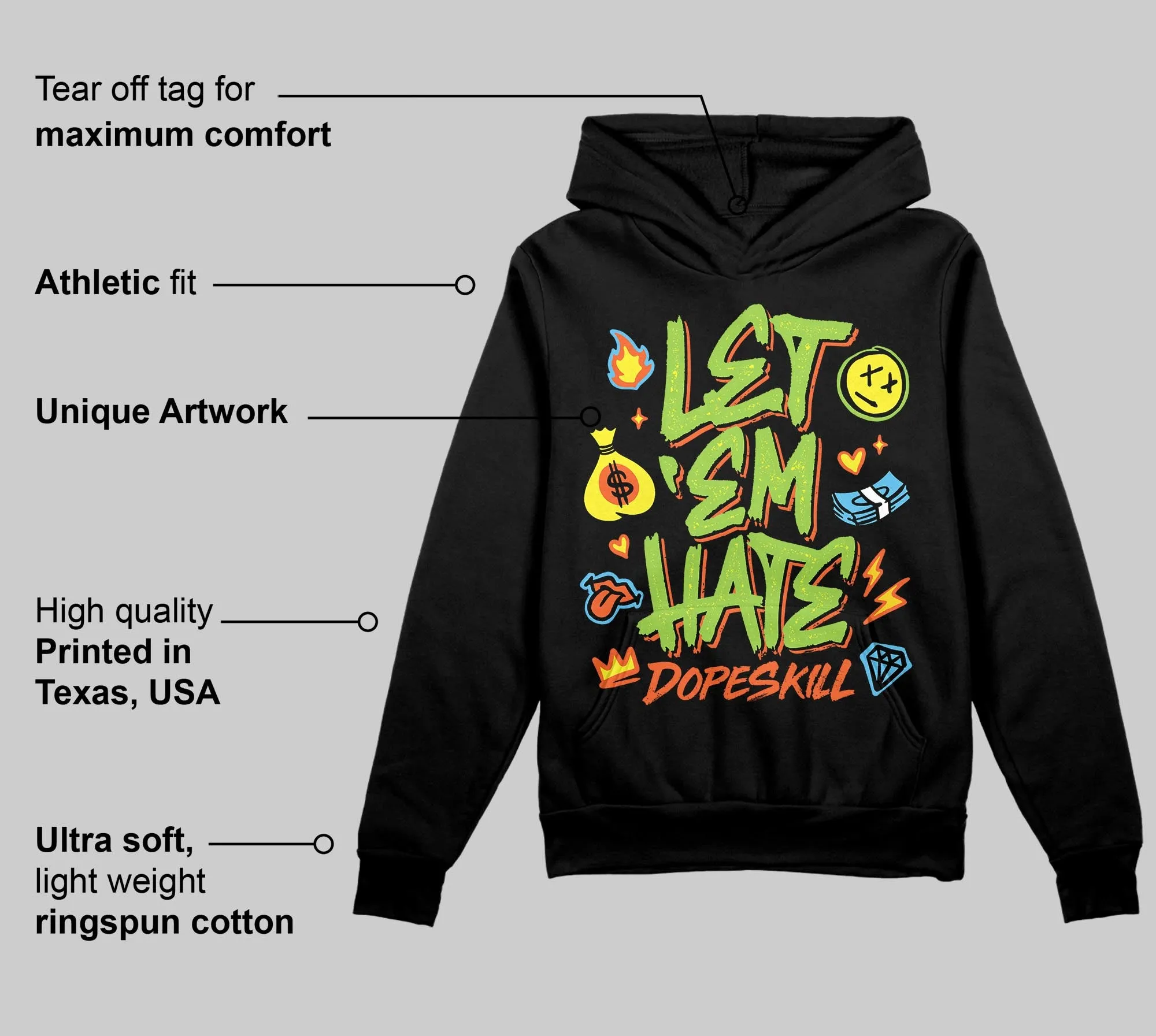 Neon Green Collection DopeSkill Hoodie Sweatshirt Let 'em Hate Graphic sold by DopeSkill product image thumbnail 3
