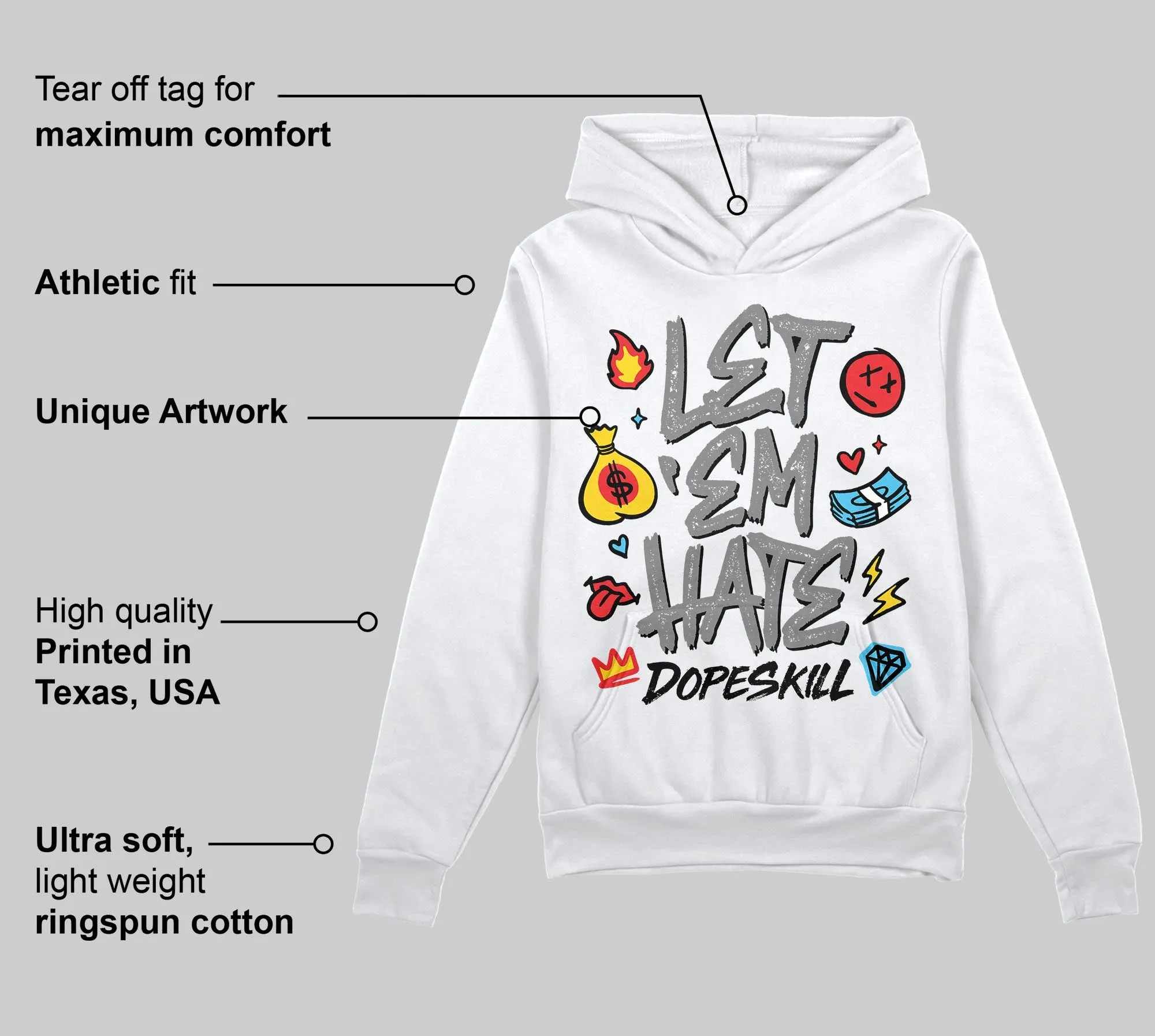 Grey Collection DopeSkill Hoodie Sweatshirt Let 'em Hate Graphic sold by DopeSkill product image thumbnail 3