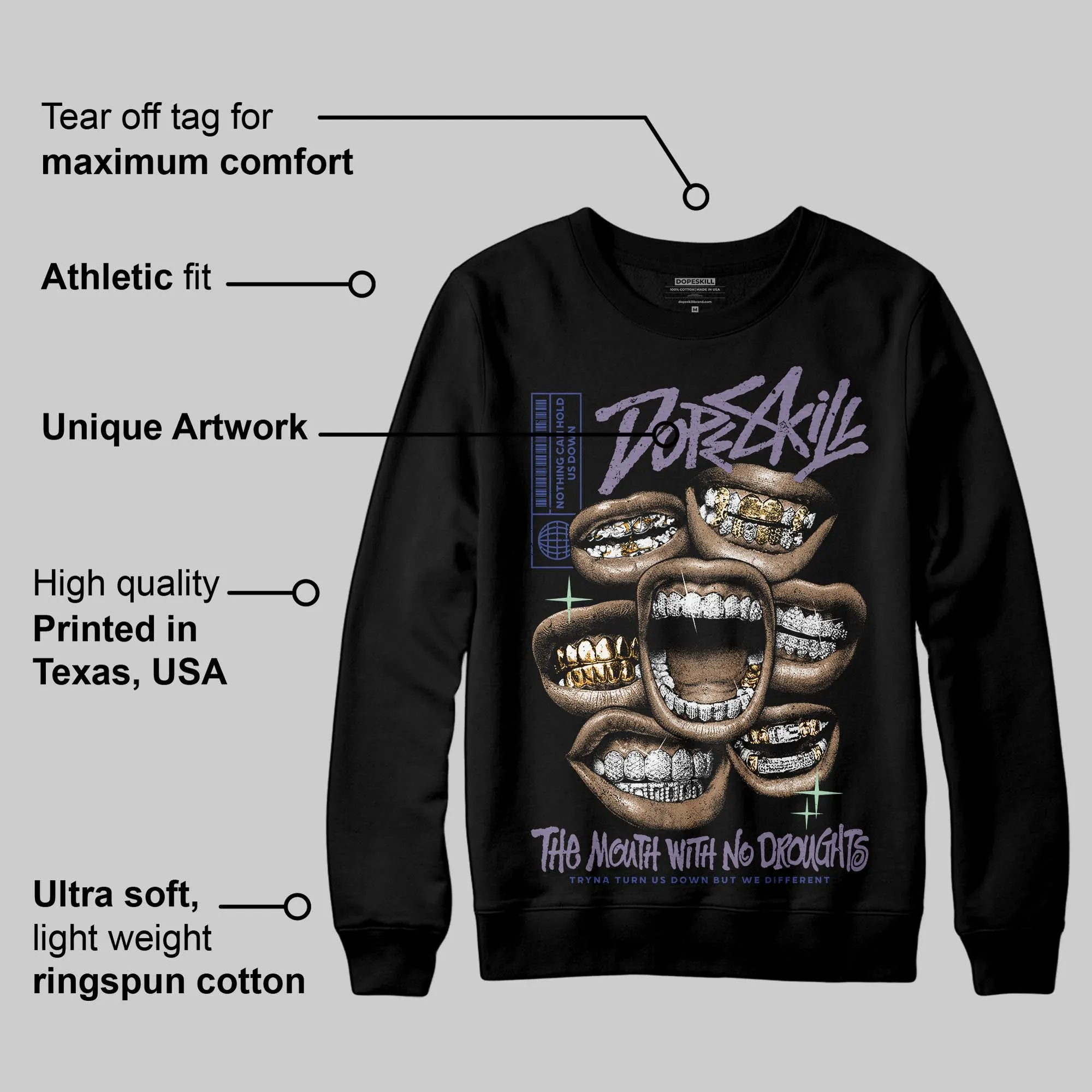 Voodoo Alternate 1s DopeSkill Sweatshirt The Mouth With No Droughts Graphic sold by DopeSkill product image thumbnail 3