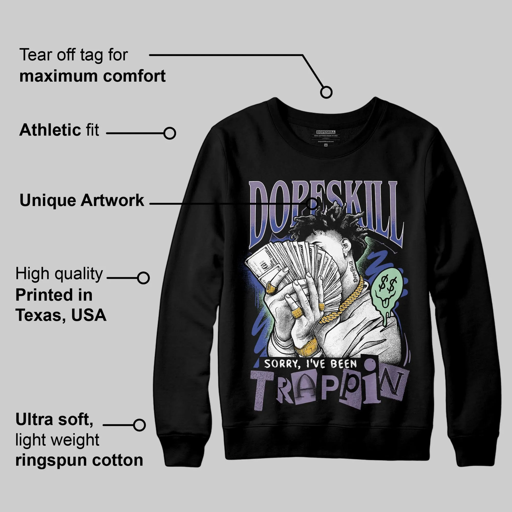 Voodoo Alternate 1s DopeSkill Sweatshirt Sorry I've Been Trappin Graphic sold by DopeSkill product image thumbnail 3