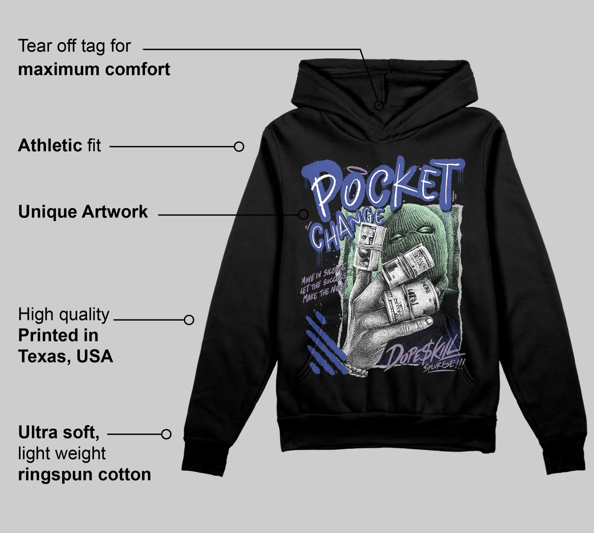 Voodoo Alternate 1s DopeSkill Hoodie Sweatshirt Pocket Change Graphic sold by DopeSkill product image thumbnail 3
