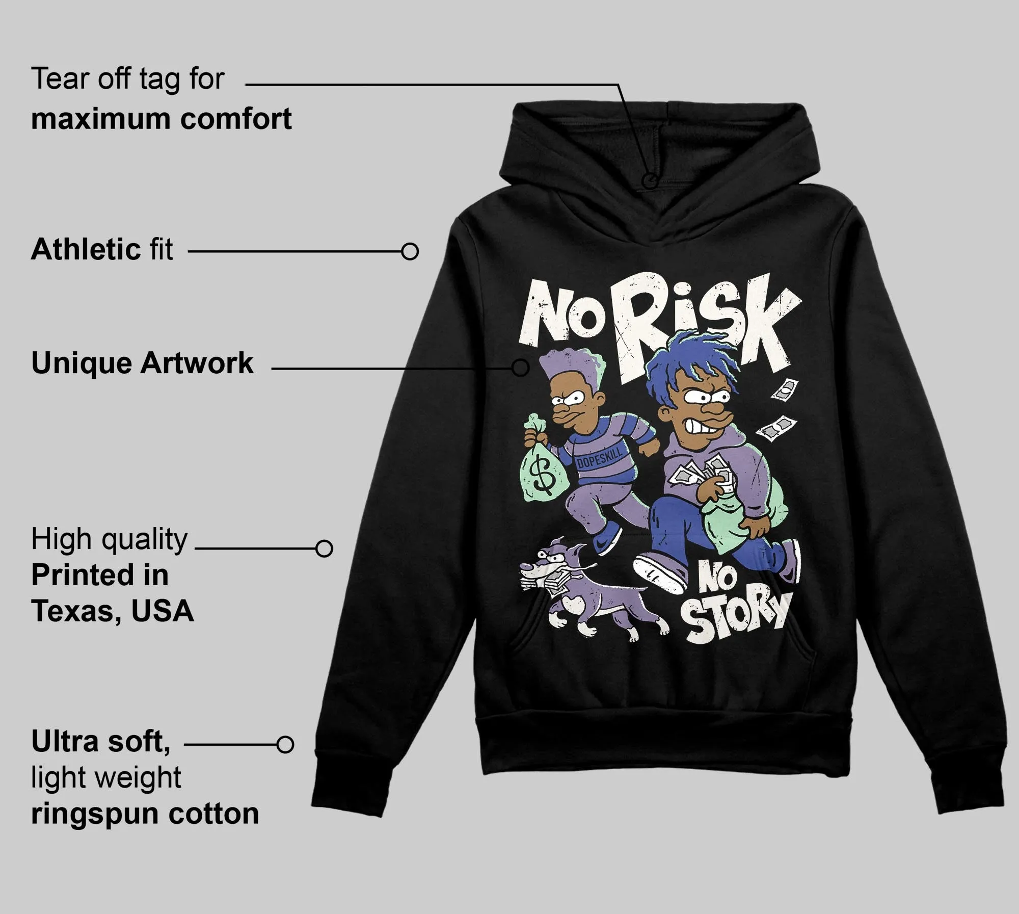 Voodoo Alternate 1s DopeSkill Hoodie Sweatshirt No Risk No Story Graphic sold by DopeSkill product image thumbnail 3