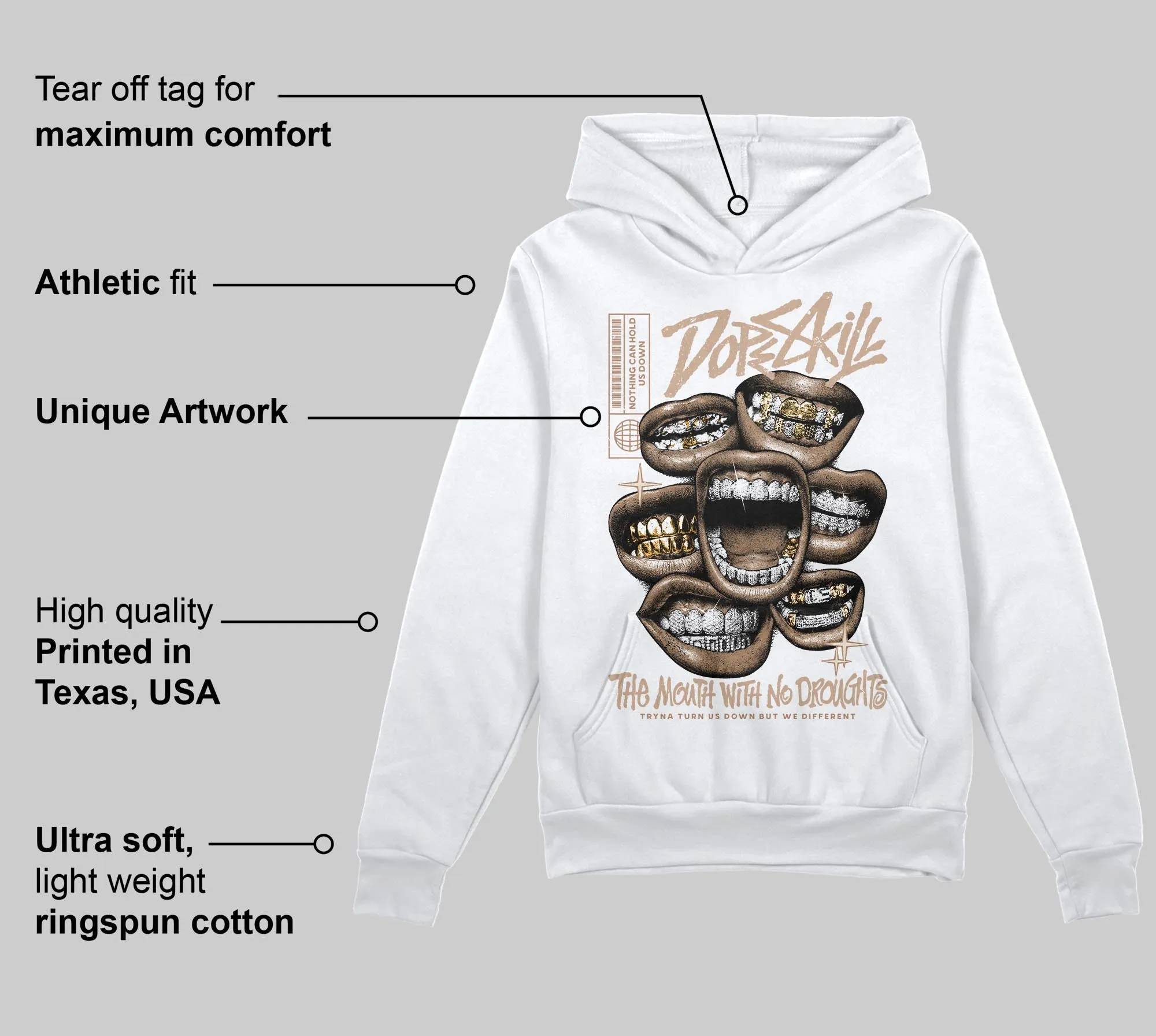 Cozy Girl 4s DopeSkill Hoodie Sweatshirt The Mouth With No Droughts Graphic sold by DopeSkill product image thumbnail 3