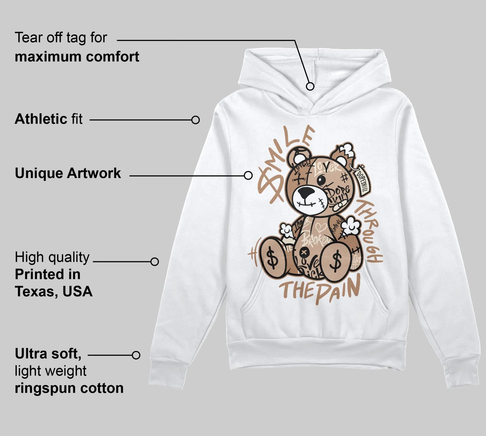 Cozy Girl 4s DopeSkill Hoodie Sweatshirt Smile Through The Pain Graphic sold by DopeSkill product image thumbnail 3