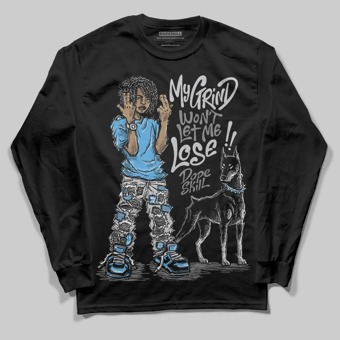 Grey Collection DopeSkill Long Sleeve T-Shirt My Grind Won't Let Me Lose Graphic sold by DopeSkill product image thumbnail 2
