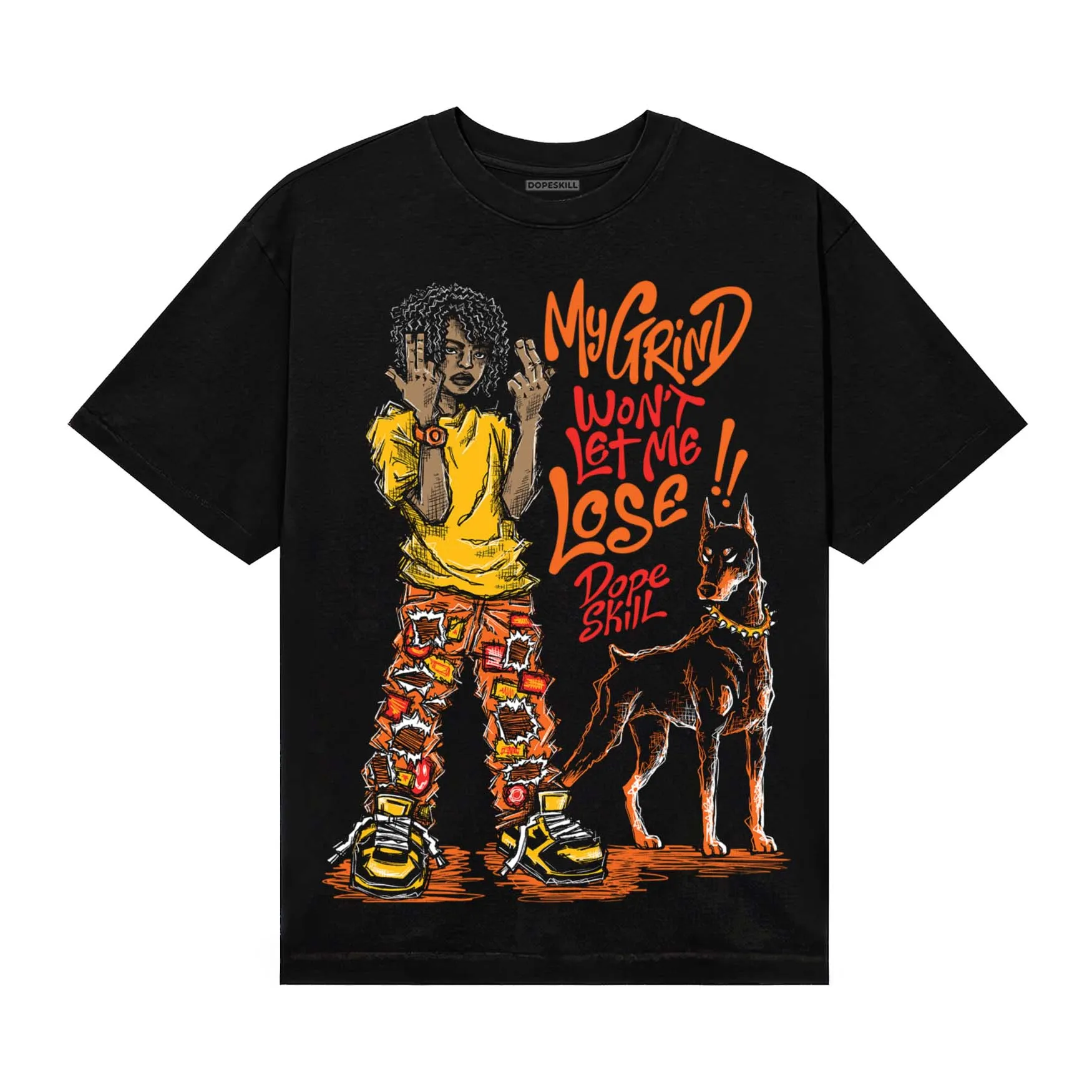 Orange Black White DopeSkill T-Shirt My Grind Won't Let Me Lose Graphic sold by DopeSkill product image thumbnail 2