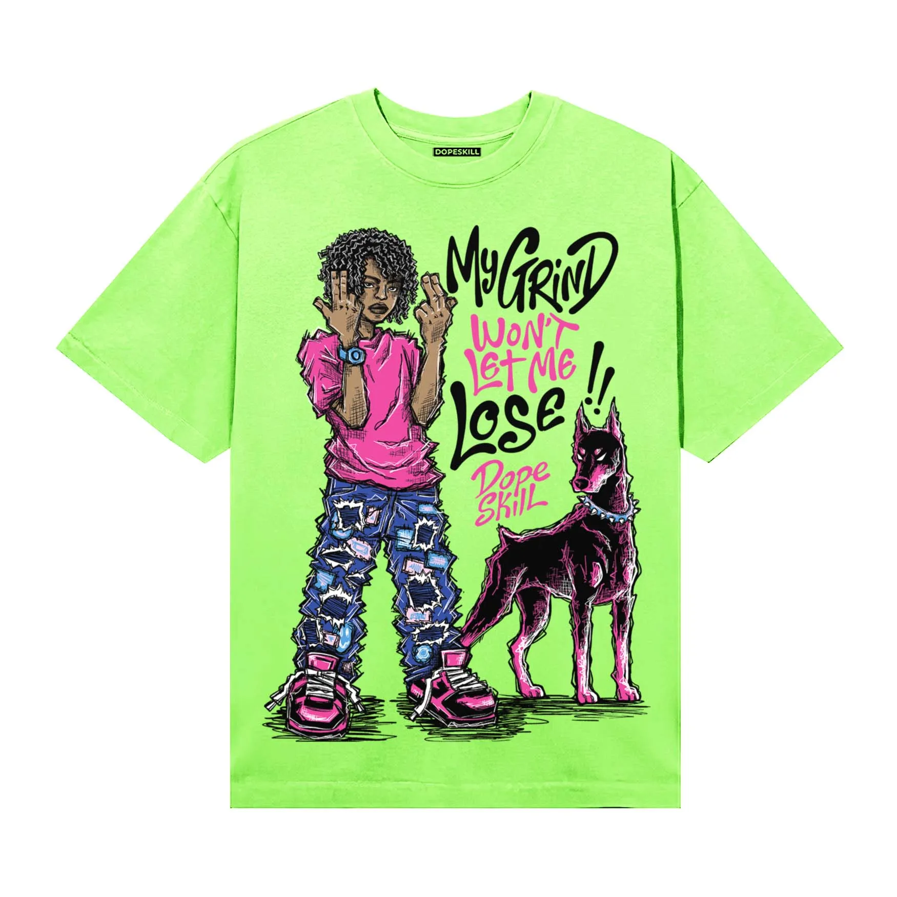 Neon Green Collection DopeSkill T-Shirt My Grind Won't Let Me Lose Graphic sold by DopeSkill product image thumbnail 3