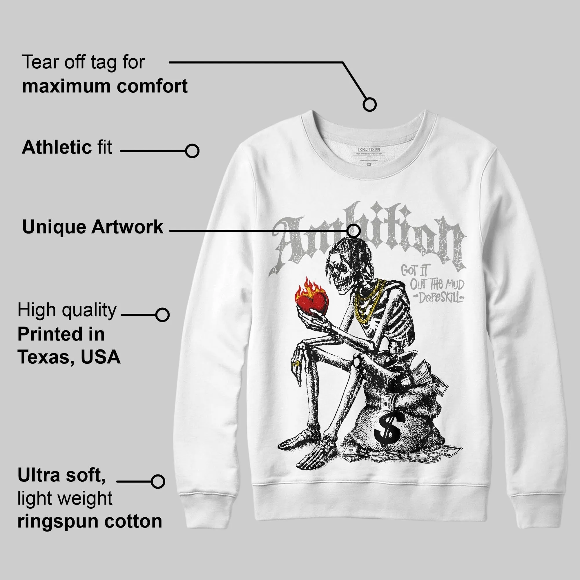 Grey Collection DopeSkill Sweatshirt Ambition Graphic sold by DopeSkill product image thumbnail 3