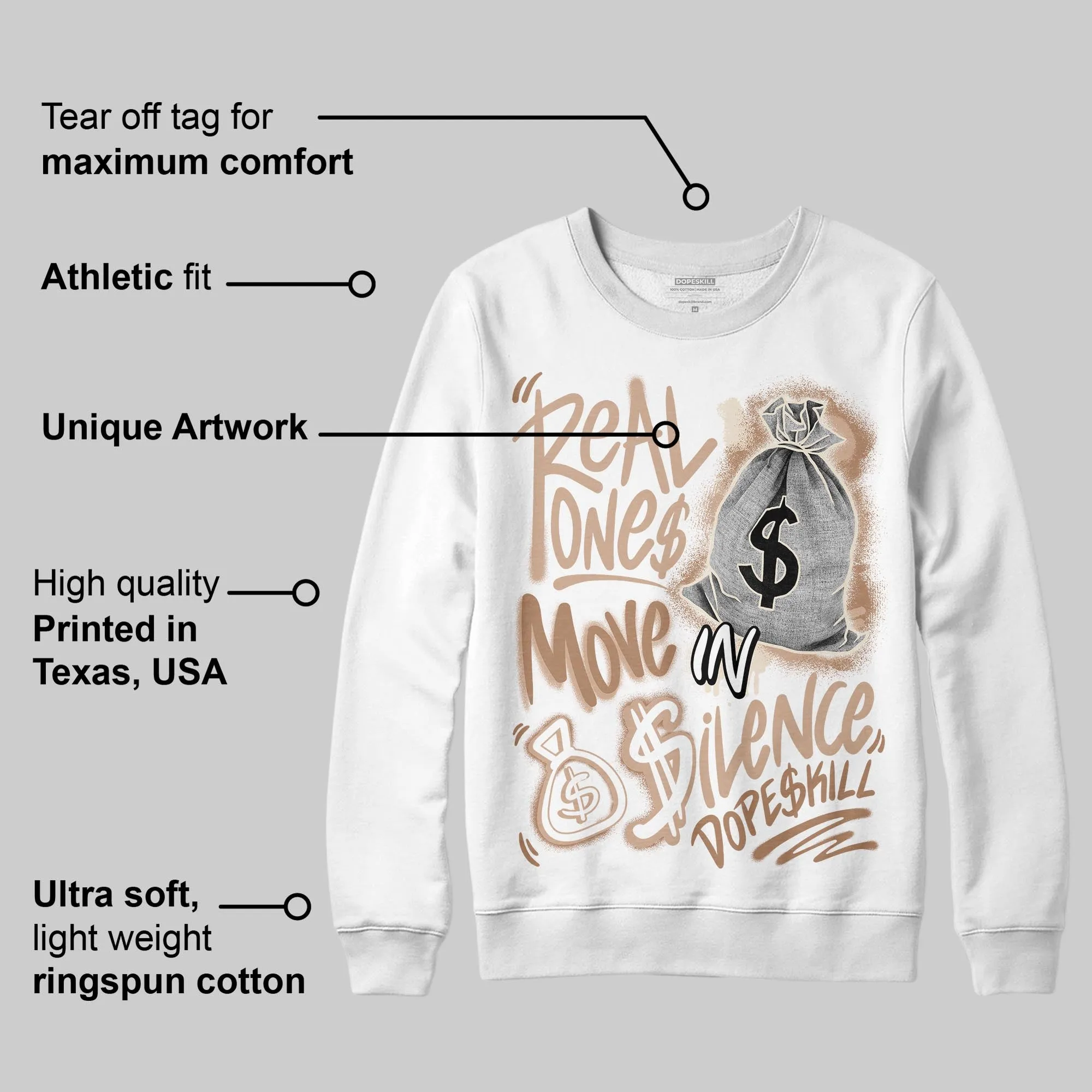 Cozy Girl 4s DopeSkill Sweatshirt Real Ones Move In Silence Graphic sold by DopeSkill product image thumbnail 3