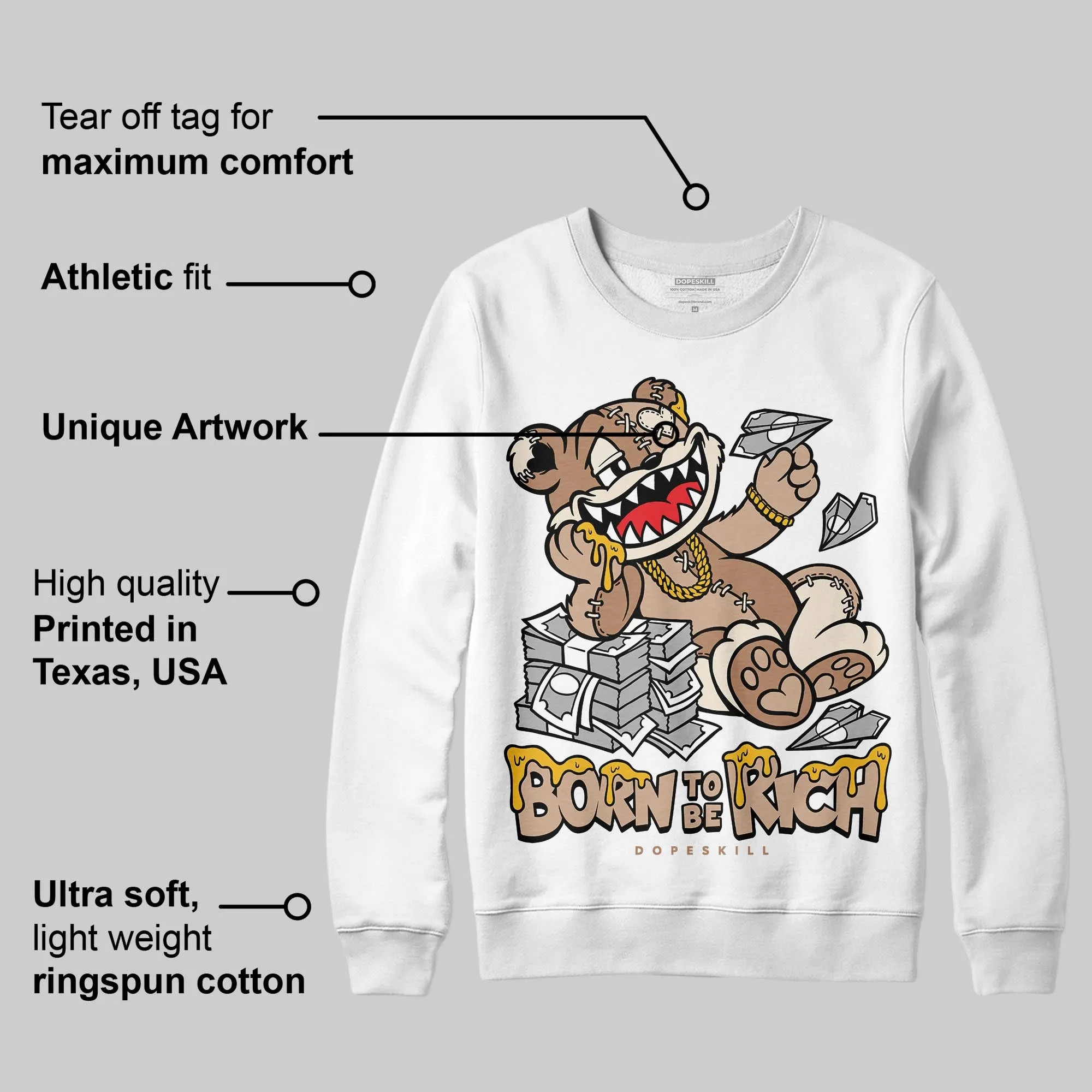 Cozy Girl 4s DopeSkill Sweatshirt Born To Be Rich Graphic sold by DopeSkill product image thumbnail 3