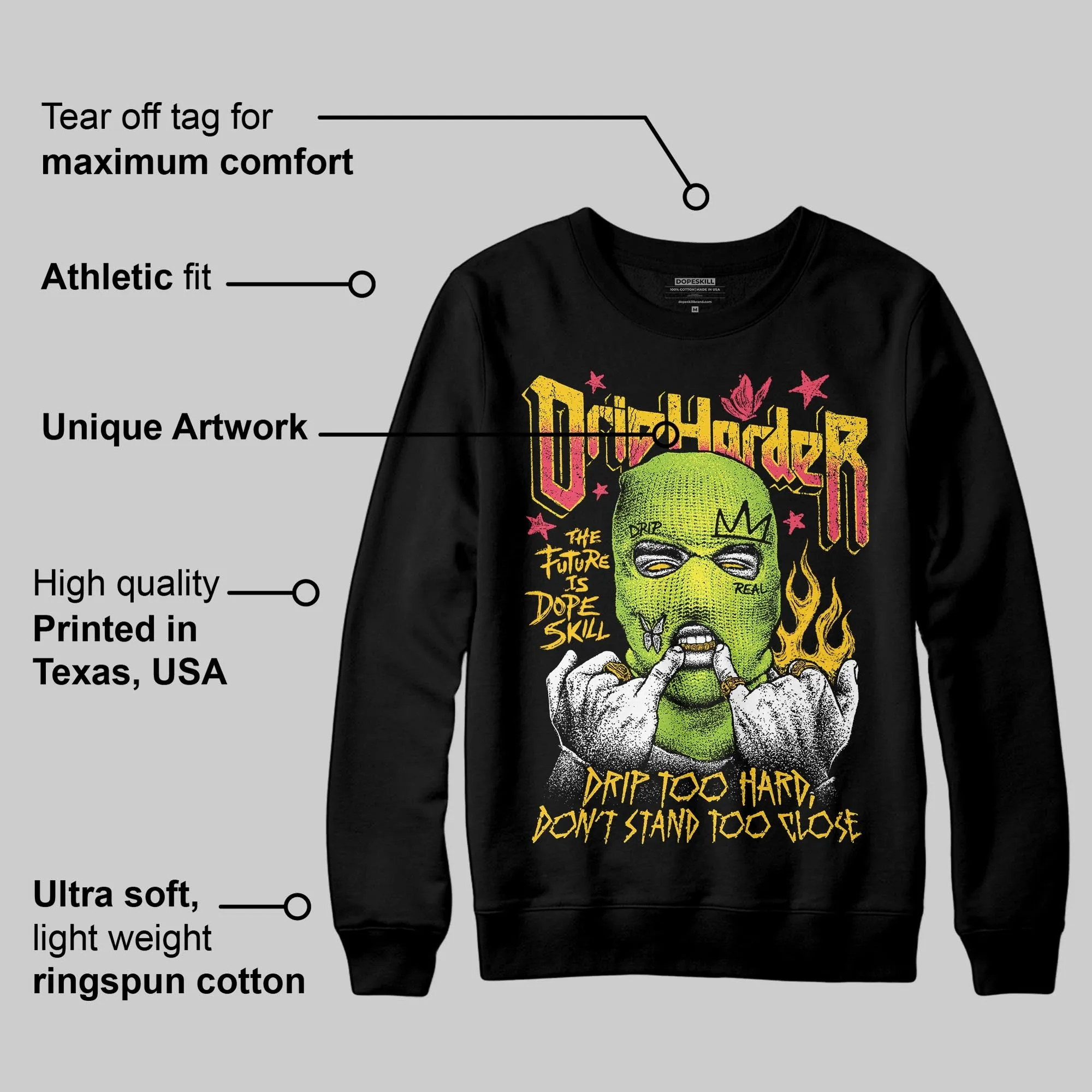 Yellow Collection DopeSkill Sweatshirt Drip Harder Graphic sold by DopeSkill product image thumbnail 3