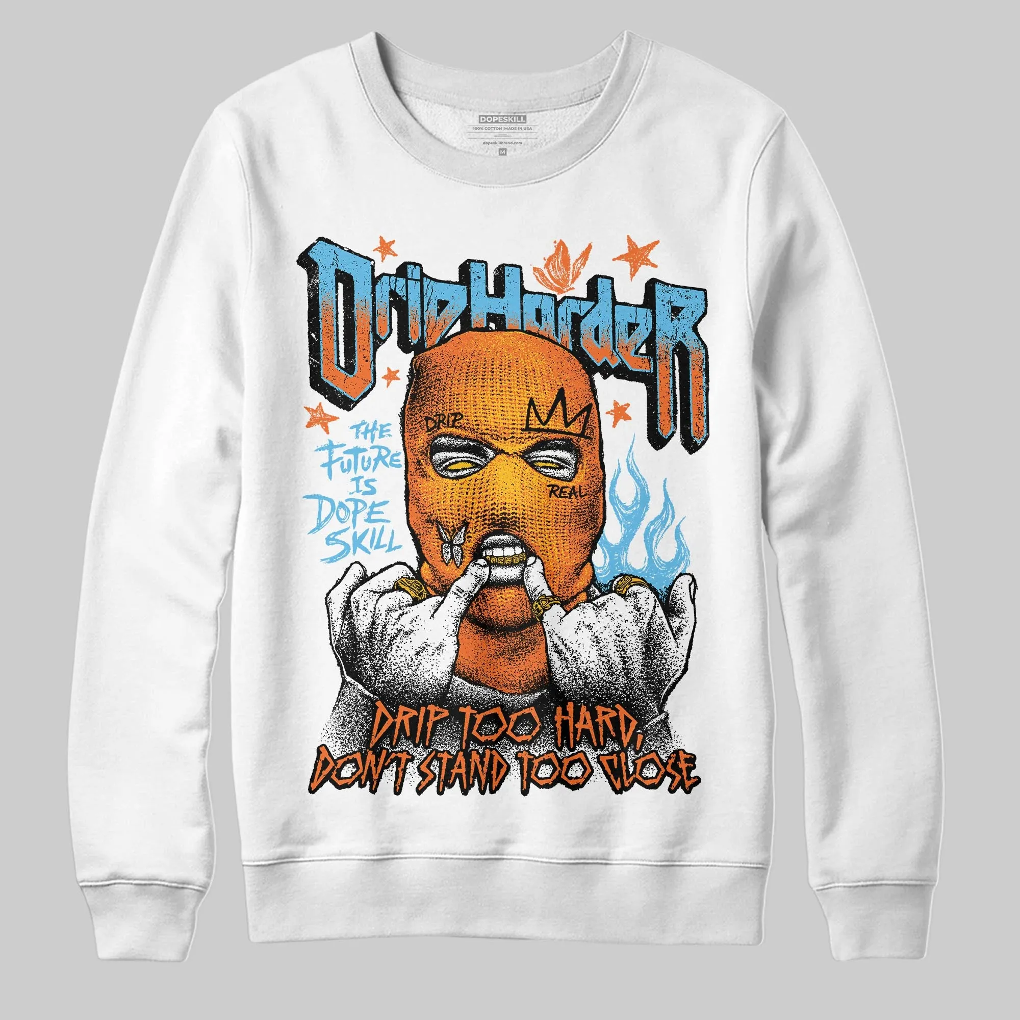 Orange Black White DopeSkill Sweatshirt Drip Harder Graphic sold by DopeSkill