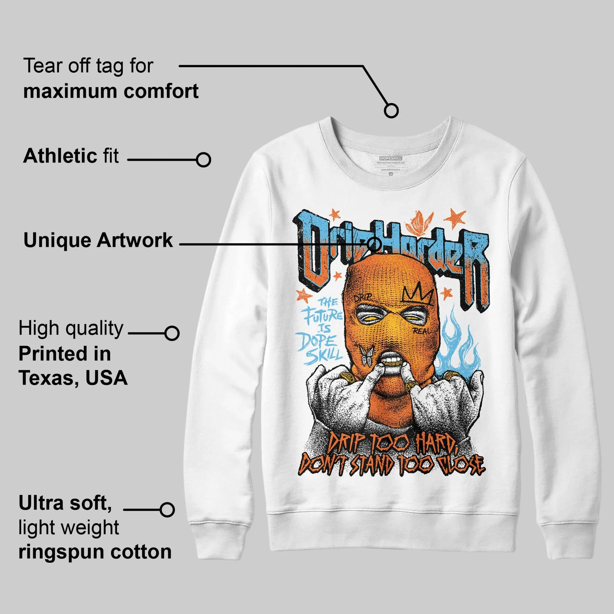 Orange Black White DopeSkill Sweatshirt Drip Harder Graphic sold by DopeSkill product image thumbnail 3