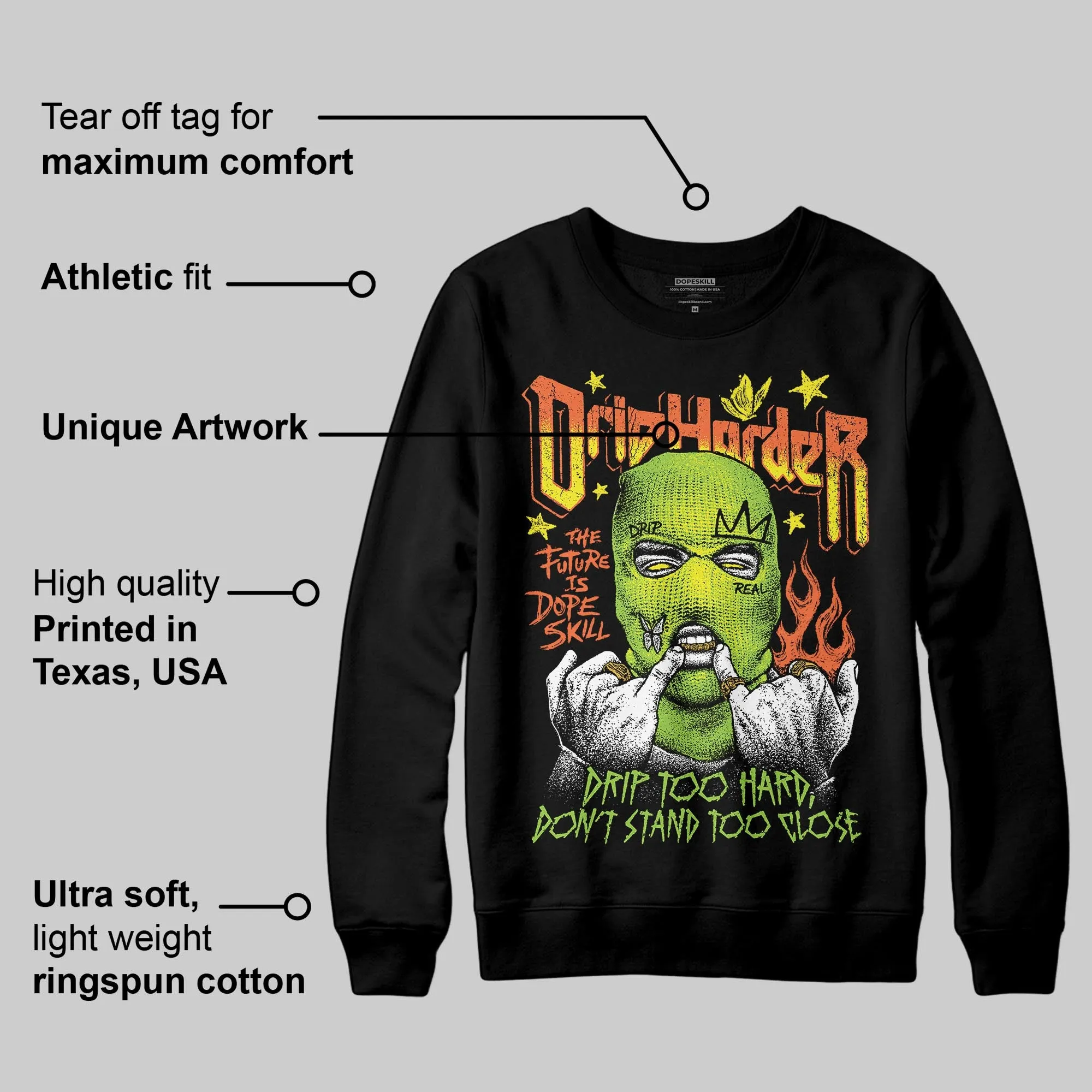 Neon Green Collection DopeSkill Sweatshirt Drip Harder Graphic sold by DopeSkill product image thumbnail 3