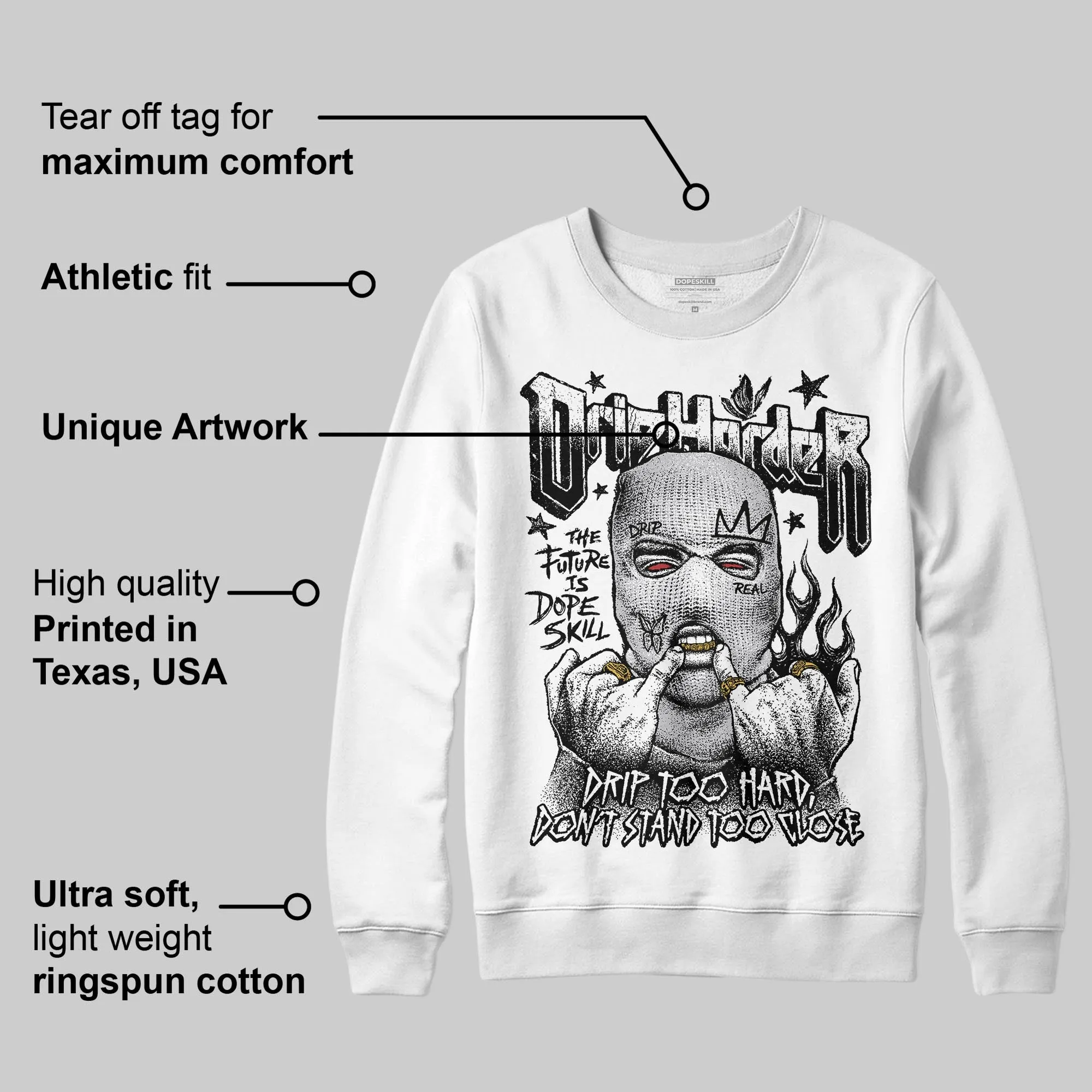 Grey Collection DopeSkill Sweatshirt Drip Harder Graphic sold by DopeSkill product image thumbnail 3