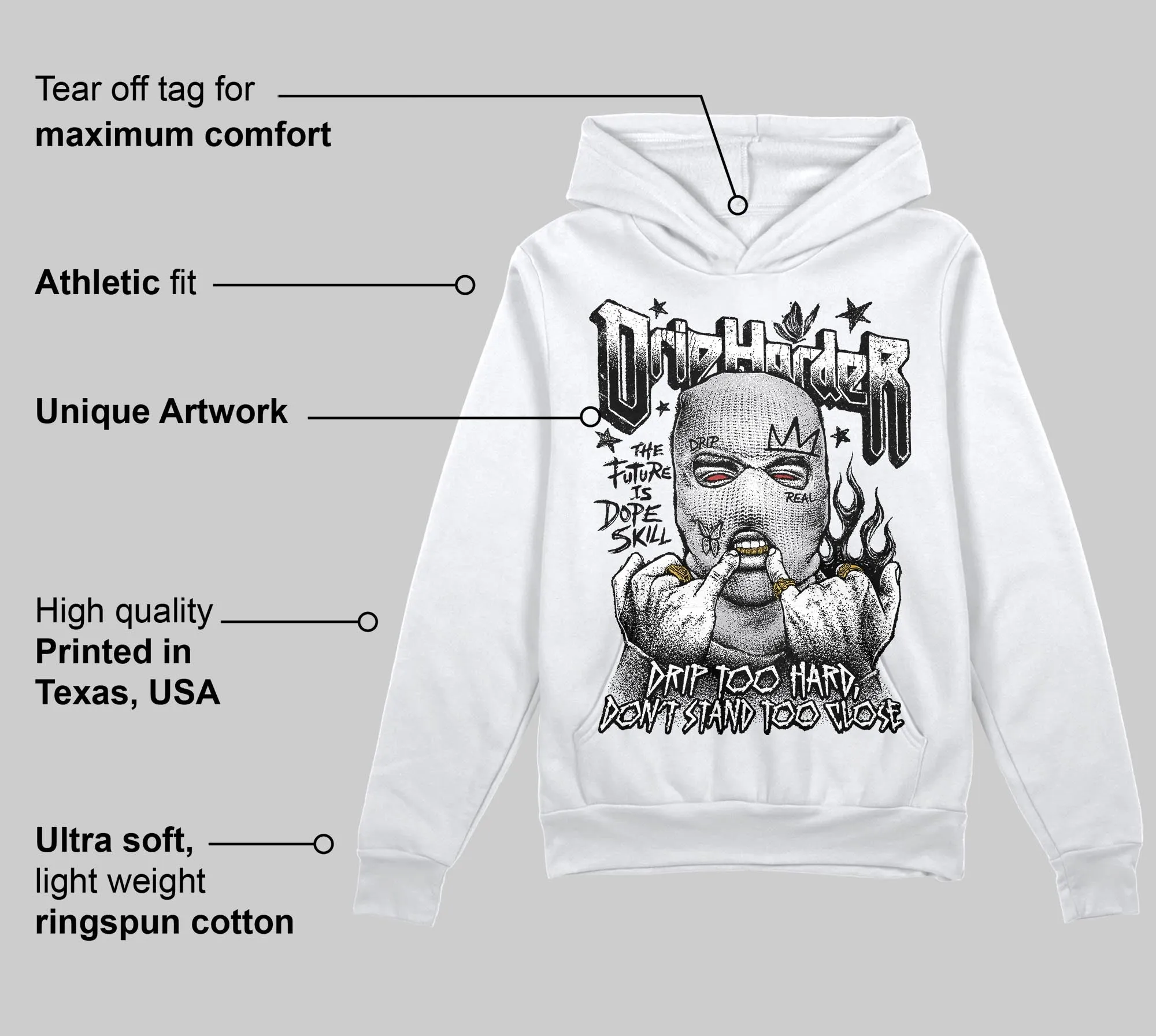 Grey Collection DopeSkill Hoodie Sweatshirt Drip Harder Graphic sold by DopeSkill product image thumbnail 3