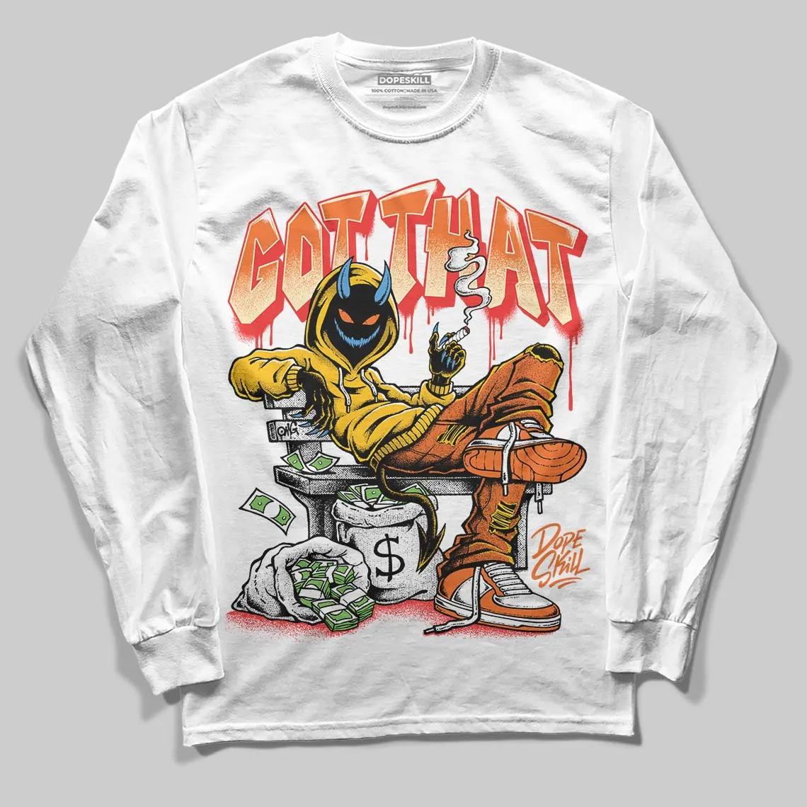Orange Black White DopeSkill Long Sleeve T-Shirt Got That Graphic sold by DopeSkill